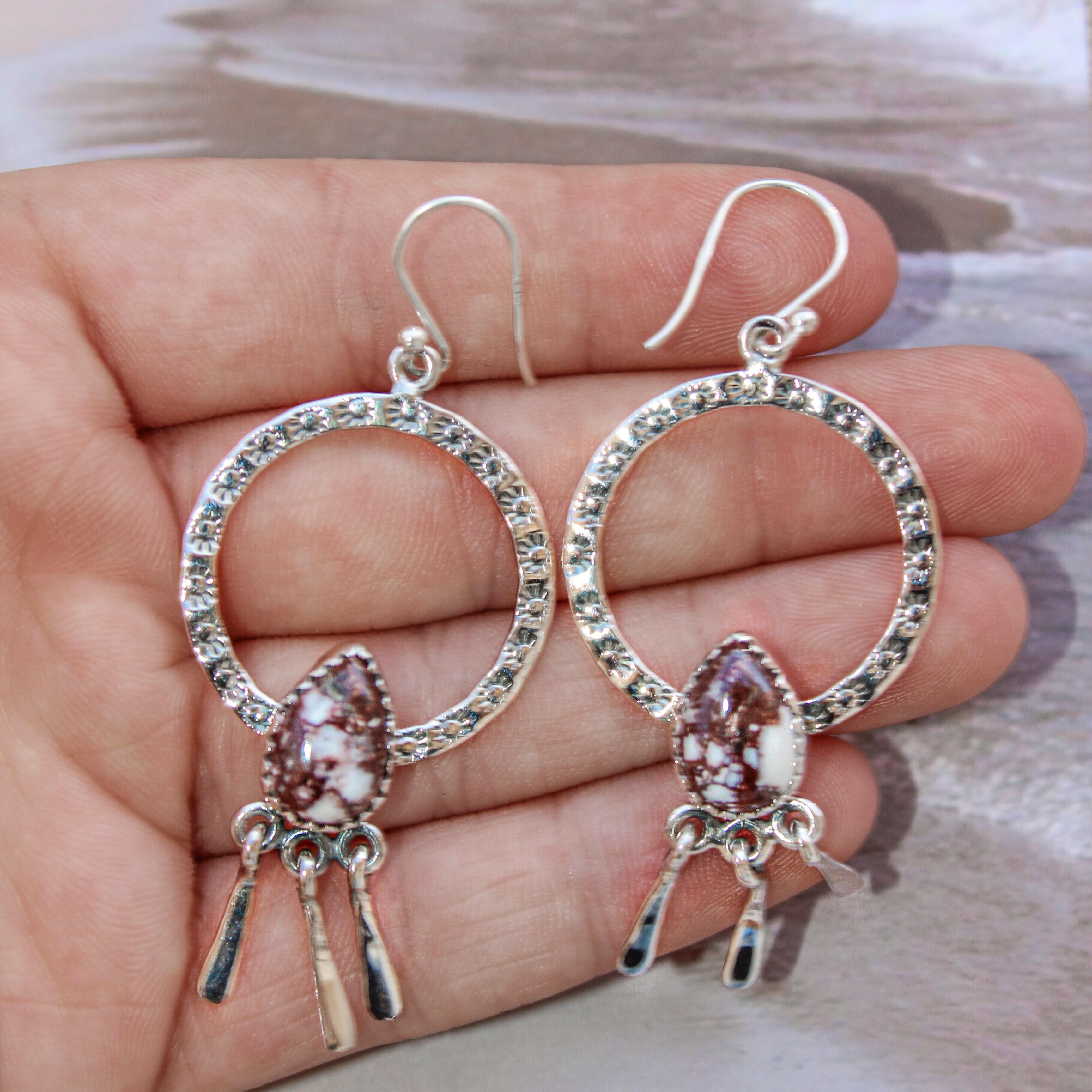 Sunny Stamped Stone Fringe Earrings PREORDER-Drop Earrings-Krush Kandy, Women's Online Fashion Boutique Located in Phoenix, Arizona (Scottsdale Area)