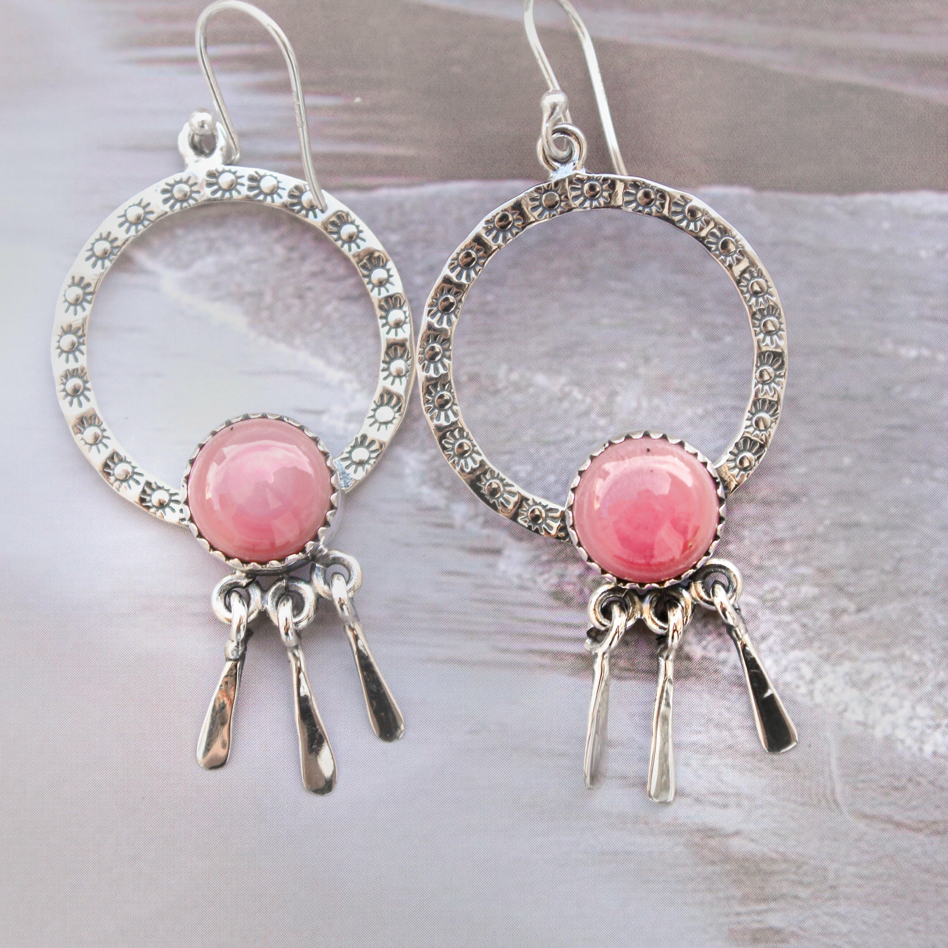 Sunny Stamped Stone Fringe Earrings PREORDER-Drop Earrings-Krush Kandy, Women's Online Fashion Boutique Located in Phoenix, Arizona (Scottsdale Area)