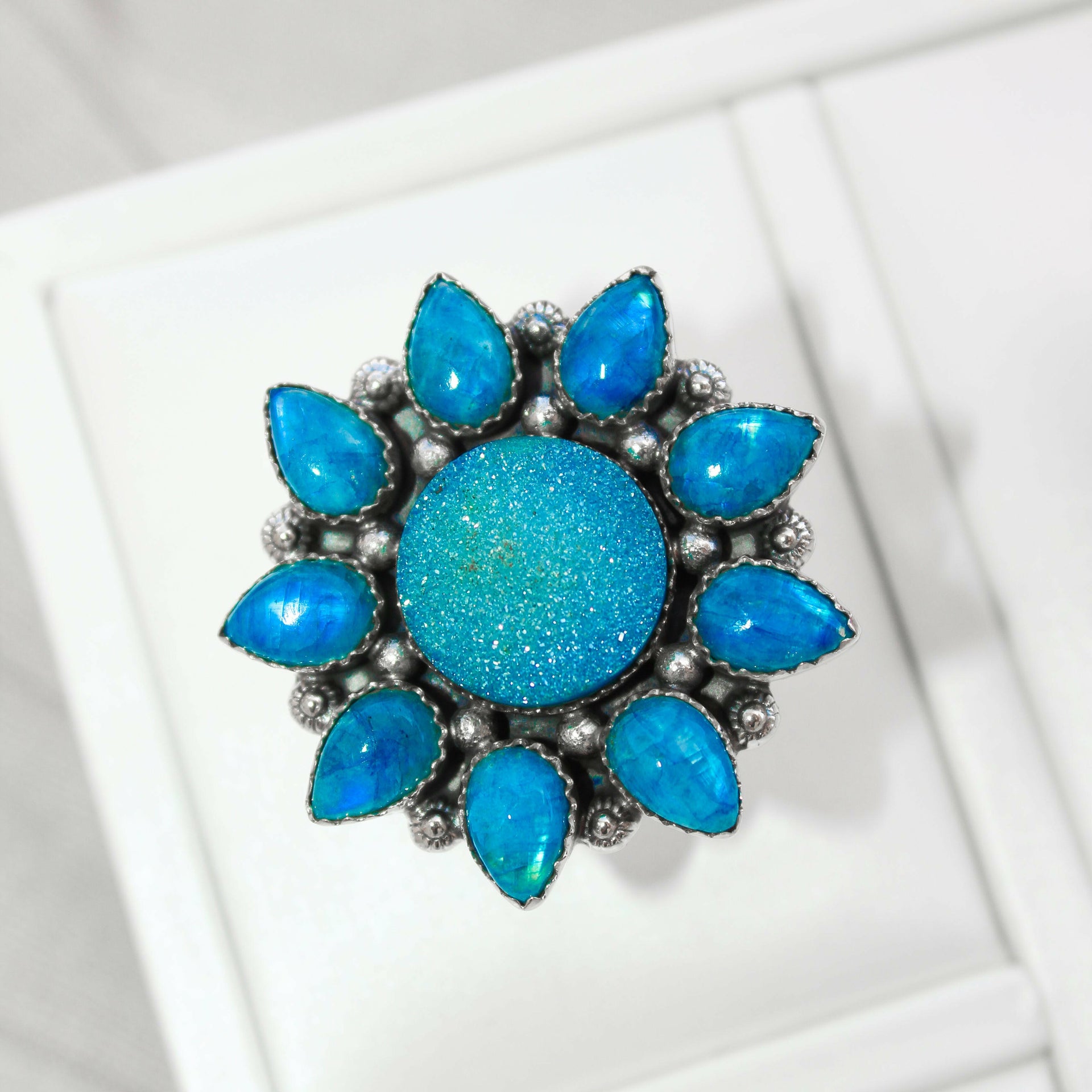 SUNSHINE Rainbow Moonstone Dyed Sterling Silver Rings | PREORDER NOW OPEN-Cluster Rings-Krush Kandy, Women's Online Fashion Boutique Located in Phoenix, Arizona (Scottsdale Area)