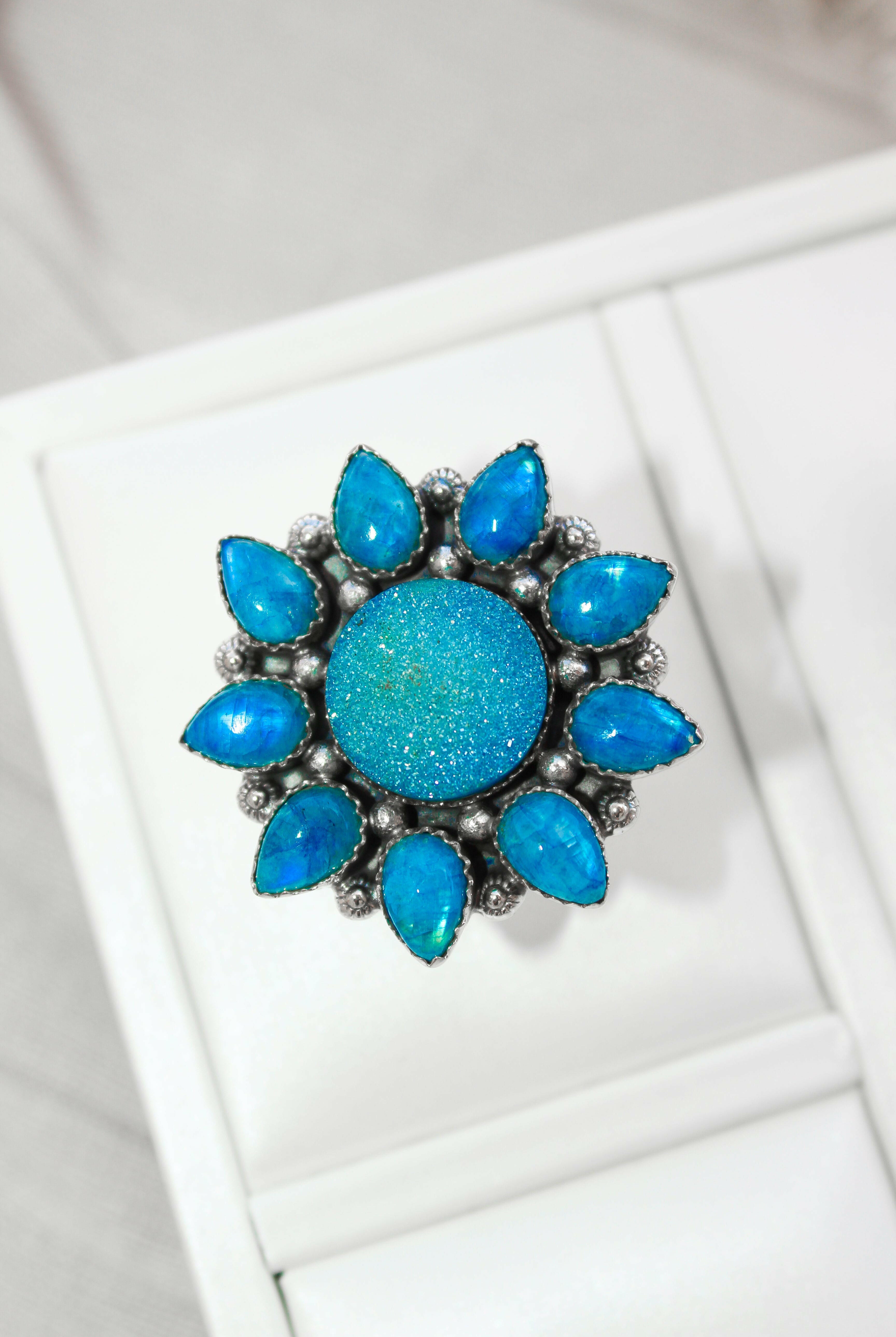 SUNSHINE Rainbow Moonstone Dyed Sterling Silver Rings | PREORDER NOW OPEN-Cluster Rings-Krush Kandy, Women's Online Fashion Boutique Located in Phoenix, Arizona (Scottsdale Area)