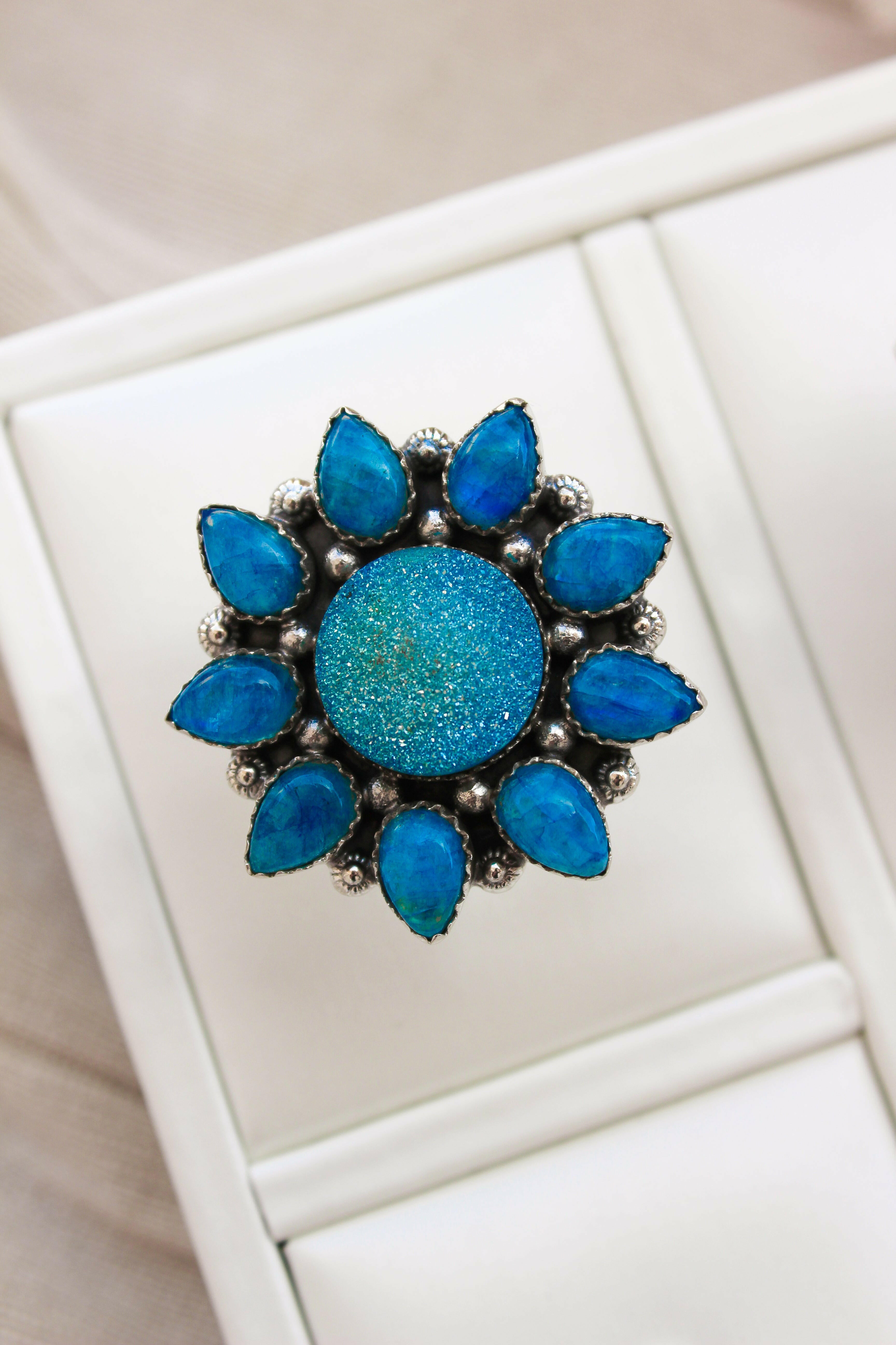 SUNSHINE Rainbow Moonstone Dyed Sterling Silver Rings | PREORDER NOW OPEN-Cluster Rings-Krush Kandy, Women's Online Fashion Boutique Located in Phoenix, Arizona (Scottsdale Area)