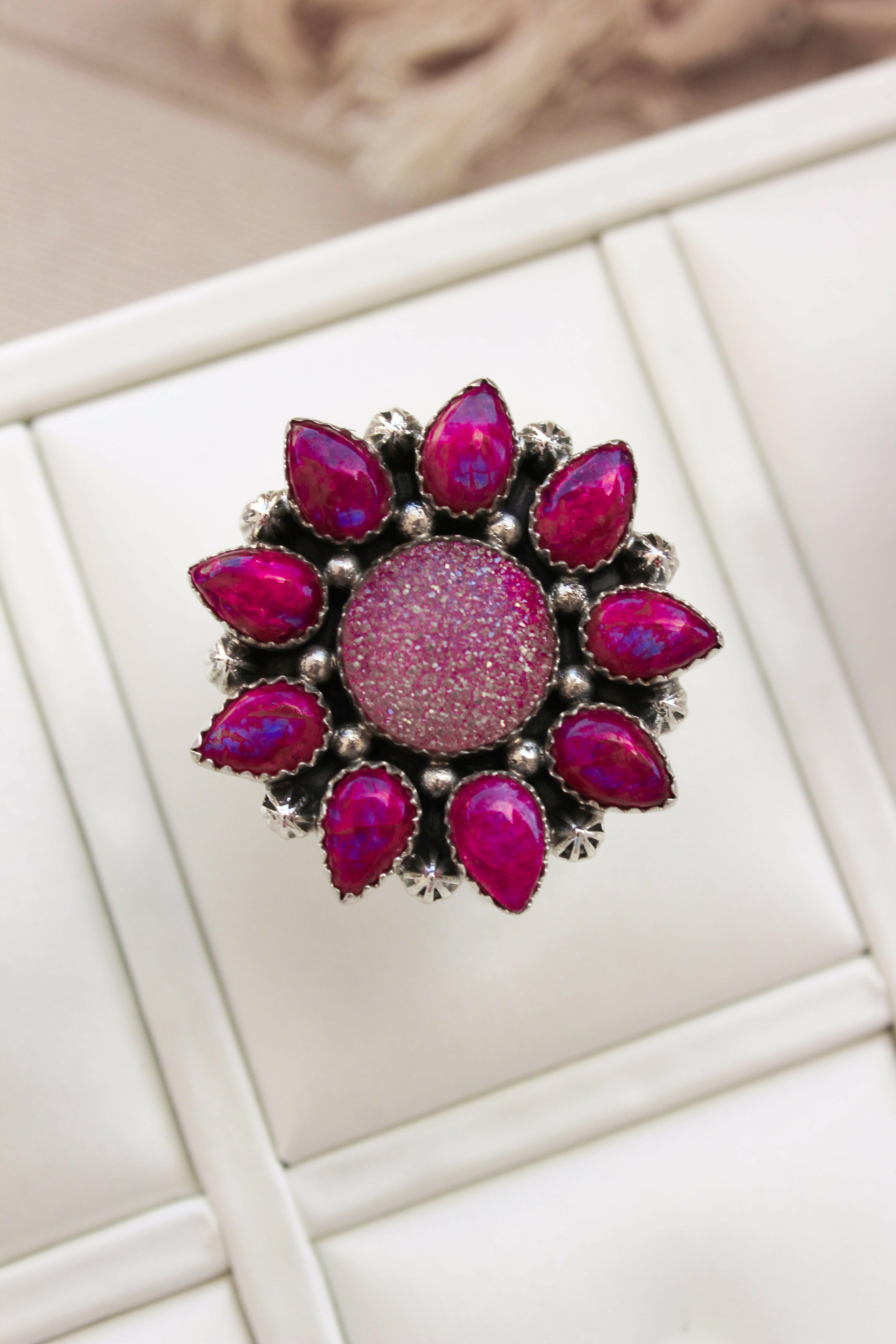 SUNSHINE Rainbow Moonstone Dyed Sterling Silver Rings | PREORDER NOW OPEN-Cluster Rings-Krush Kandy, Women's Online Fashion Boutique Located in Phoenix, Arizona (Scottsdale Area)