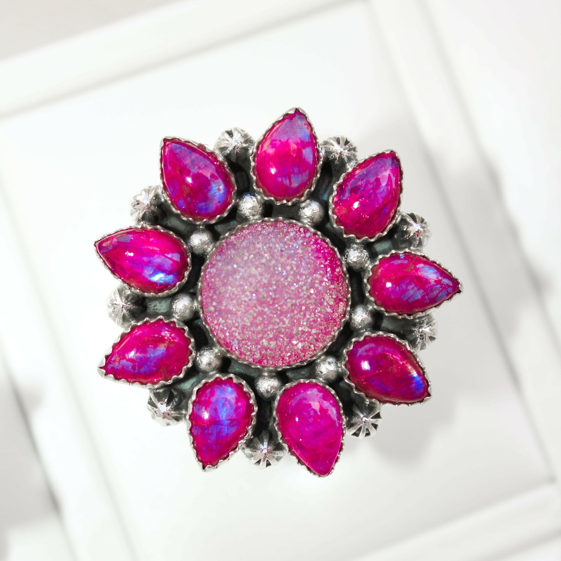 SUNSHINE Rainbow Moonstone Dyed Sterling Silver Rings | PREORDER NOW OPEN-Cluster Rings-Krush Kandy, Women's Online Fashion Boutique Located in Phoenix, Arizona (Scottsdale Area)