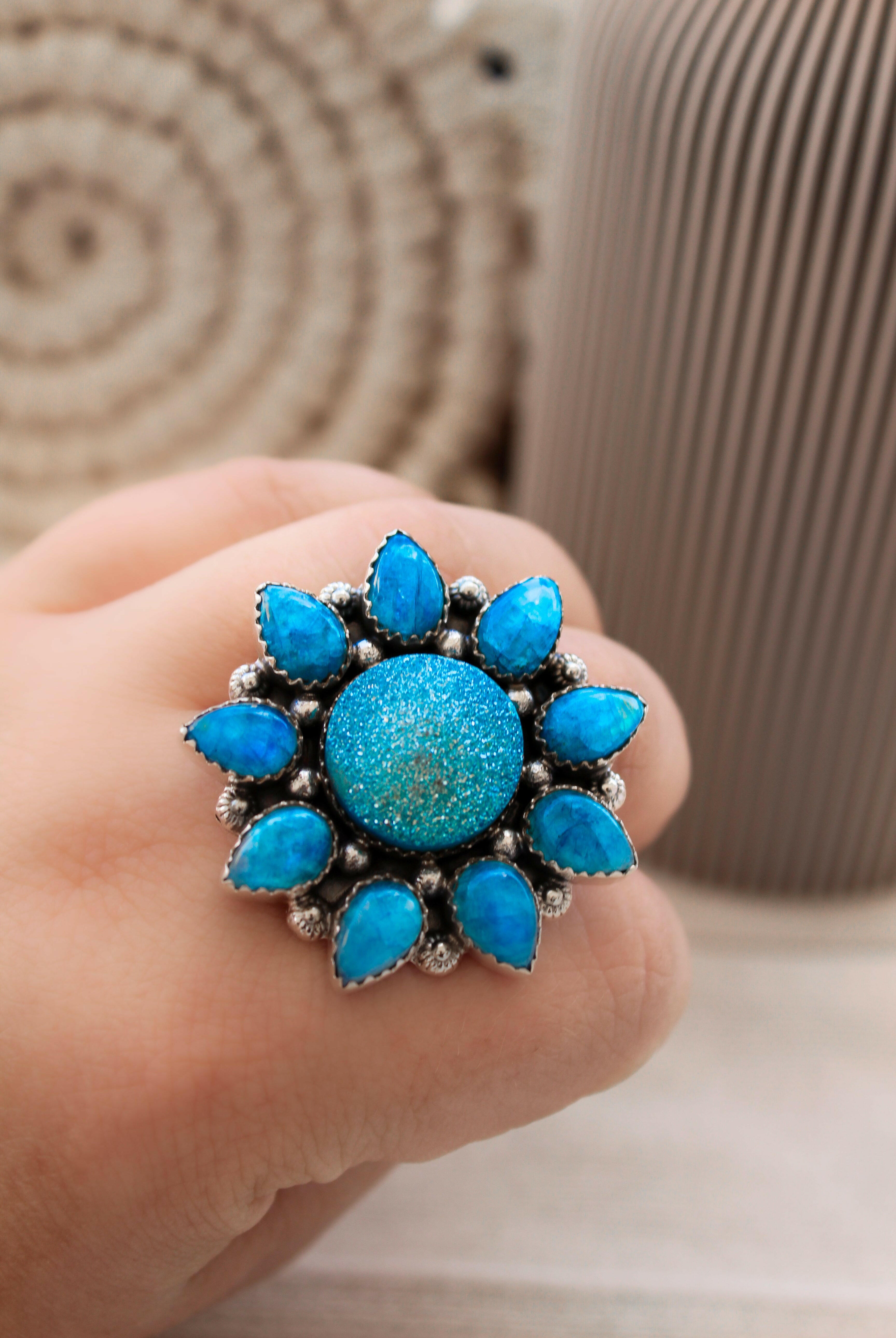 SUNSHINE Rainbow Moonstone Dyed Sterling Silver Rings | PREORDER NOW OPEN-Cluster Rings-Krush Kandy, Women's Online Fashion Boutique Located in Phoenix, Arizona (Scottsdale Area)