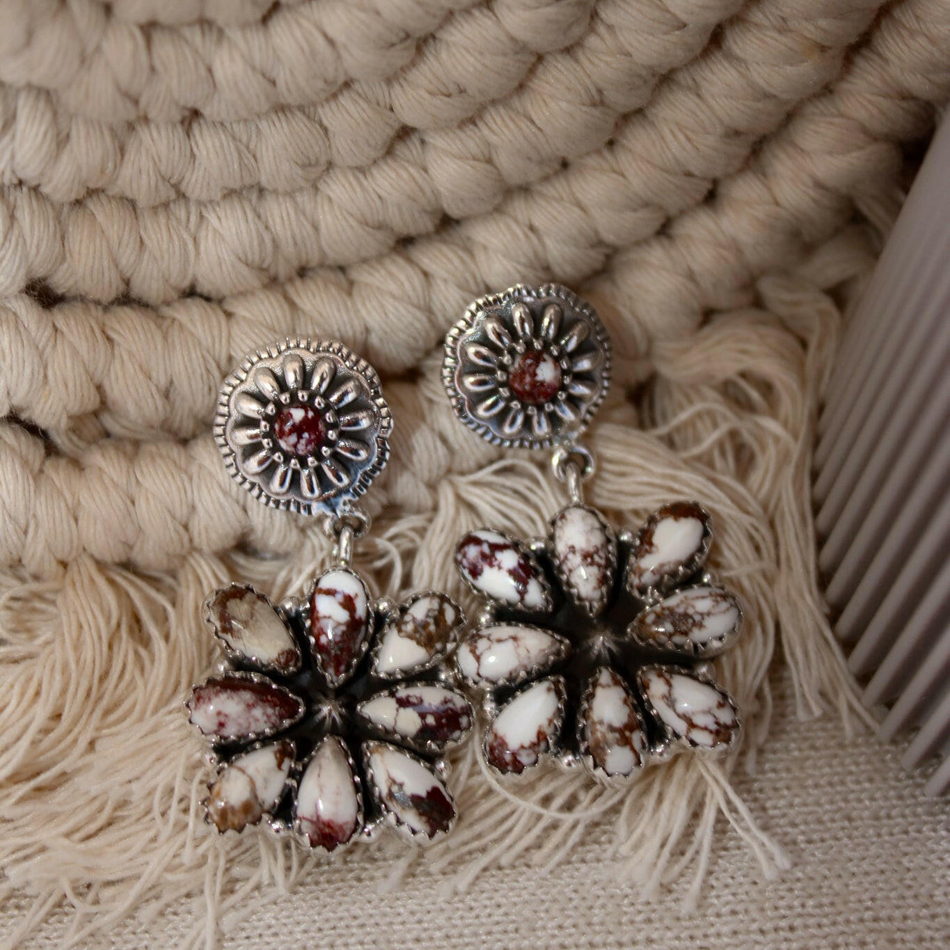 Stone Concho Blossom Earrings-Drop Earrings-Krush Kandy, Women's Online Fashion Boutique Located in Phoenix, Arizona (Scottsdale Area)