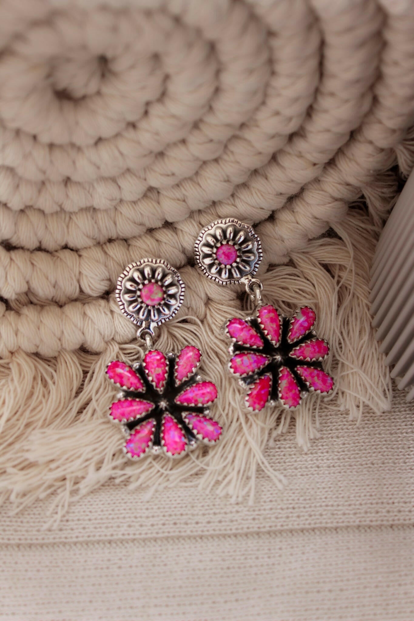 Stone Concho Blossom Earrings-Drop Earrings-Krush Kandy, Women's Online Fashion Boutique Located in Phoenix, Arizona (Scottsdale Area)