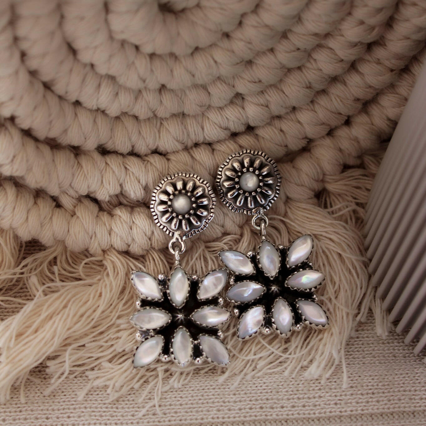 Stone Concho Blossom Earrings-Drop Earrings-Krush Kandy, Women's Online Fashion Boutique Located in Phoenix, Arizona (Scottsdale Area)