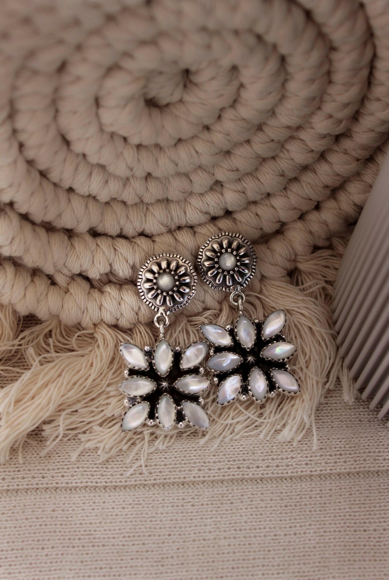 Stone Concho Blossom Earrings-Drop Earrings-Krush Kandy, Women's Online Fashion Boutique Located in Phoenix, Arizona (Scottsdale Area)