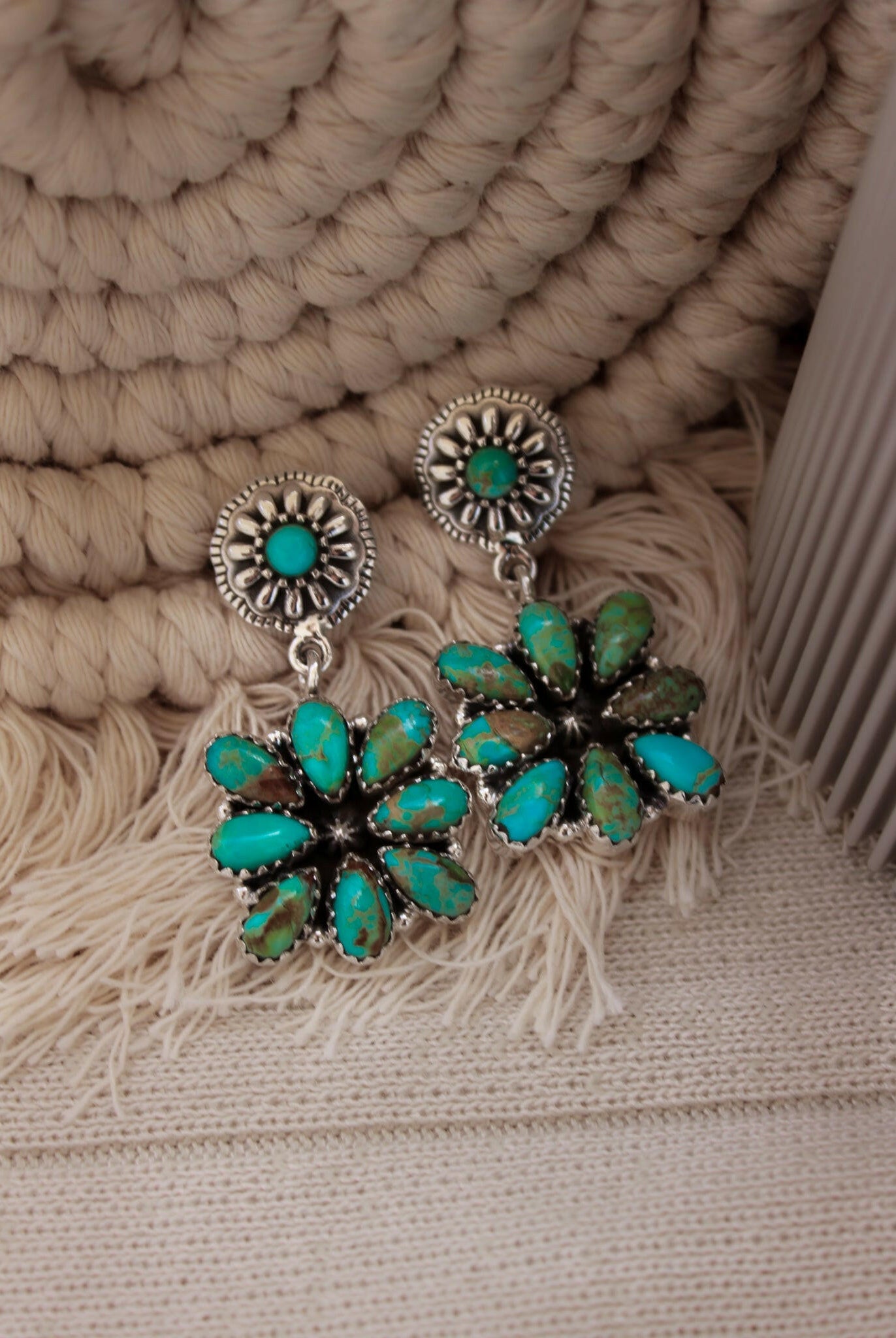 Stone Concho Blossom Earrings-Drop Earrings-Krush Kandy, Women's Online Fashion Boutique Located in Phoenix, Arizona (Scottsdale Area)