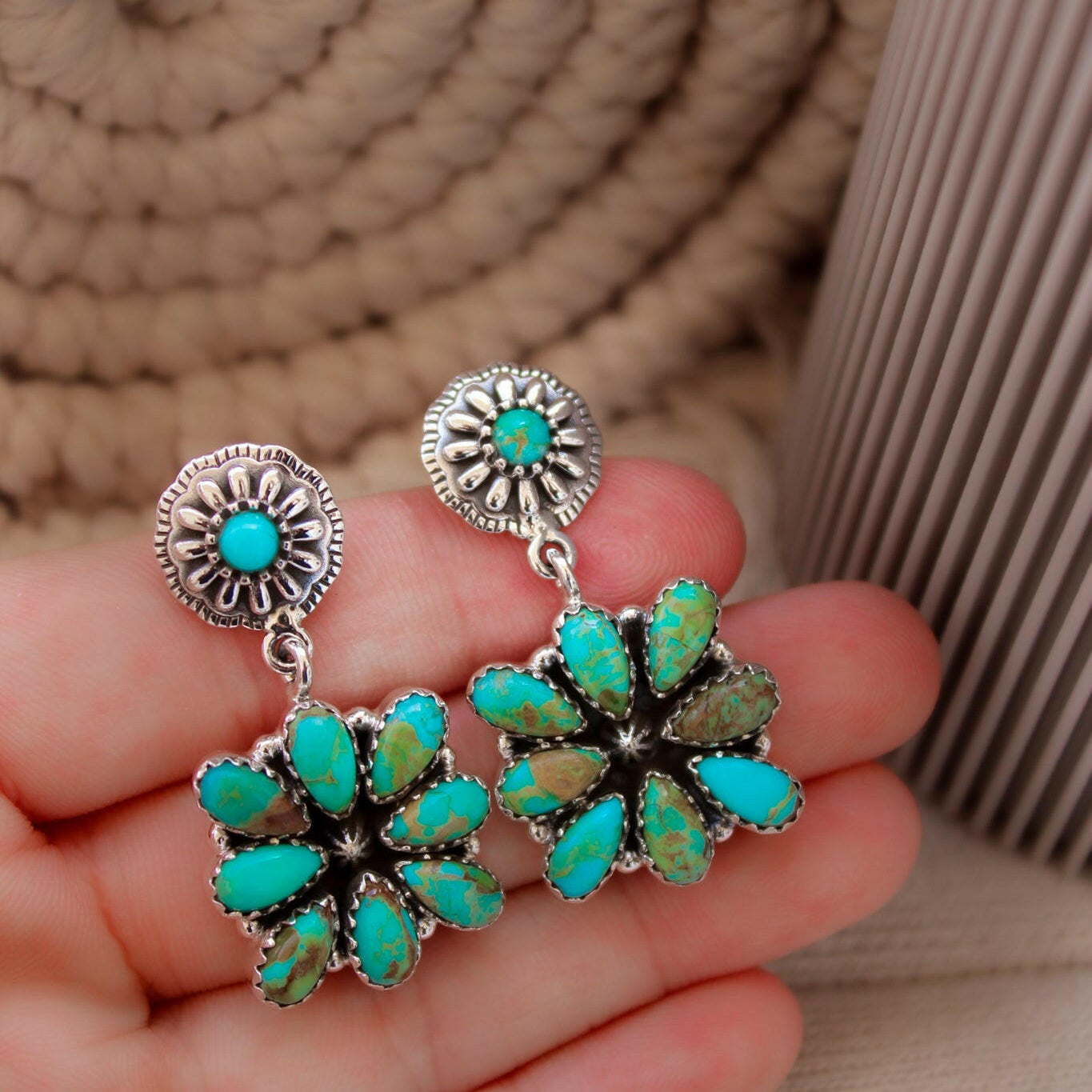 Stone Concho Blossom Earrings-Drop Earrings-Krush Kandy, Women's Online Fashion Boutique Located in Phoenix, Arizona (Scottsdale Area)