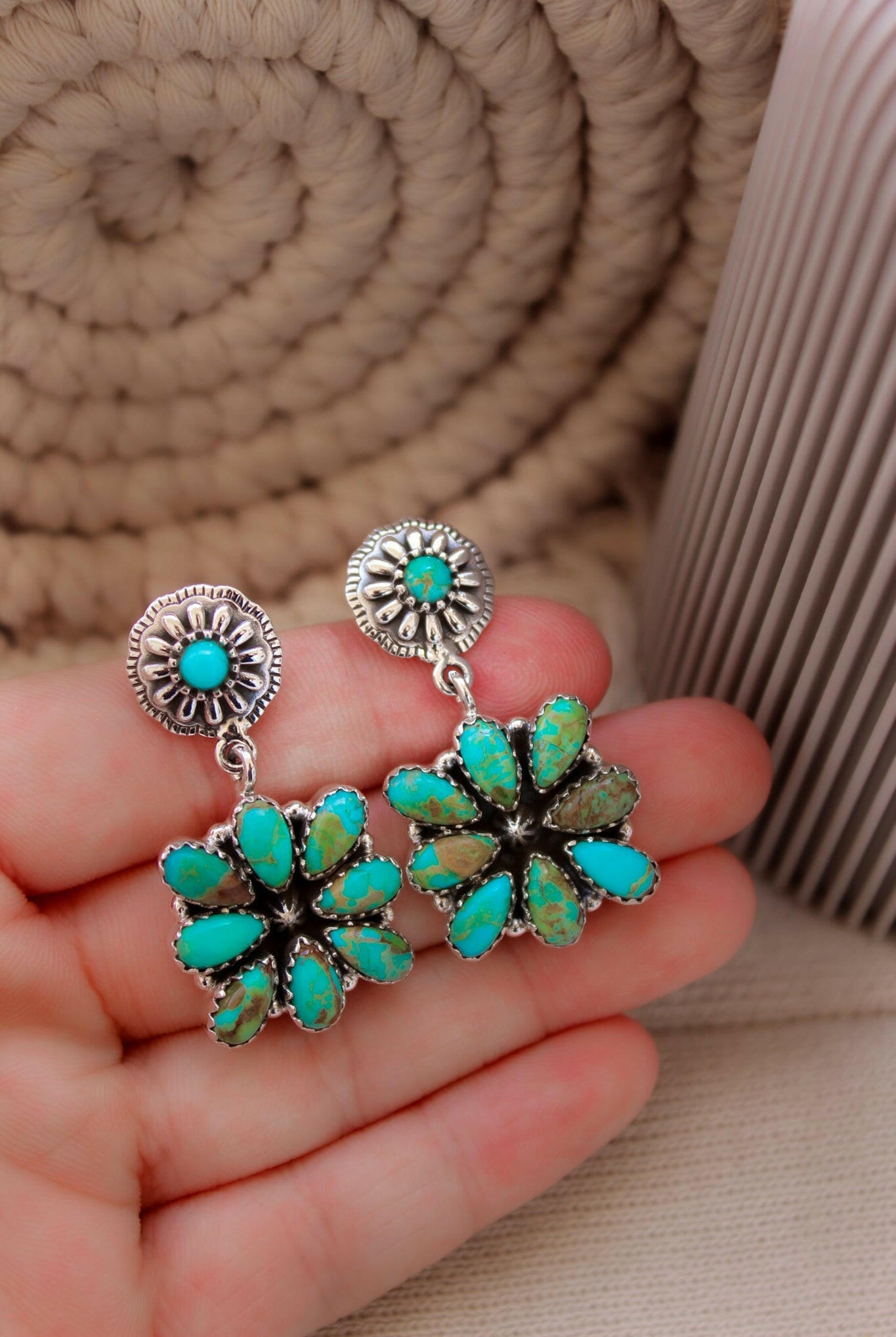Stone Concho Blossom Earrings-Drop Earrings-Krush Kandy, Women's Online Fashion Boutique Located in Phoenix, Arizona (Scottsdale Area)