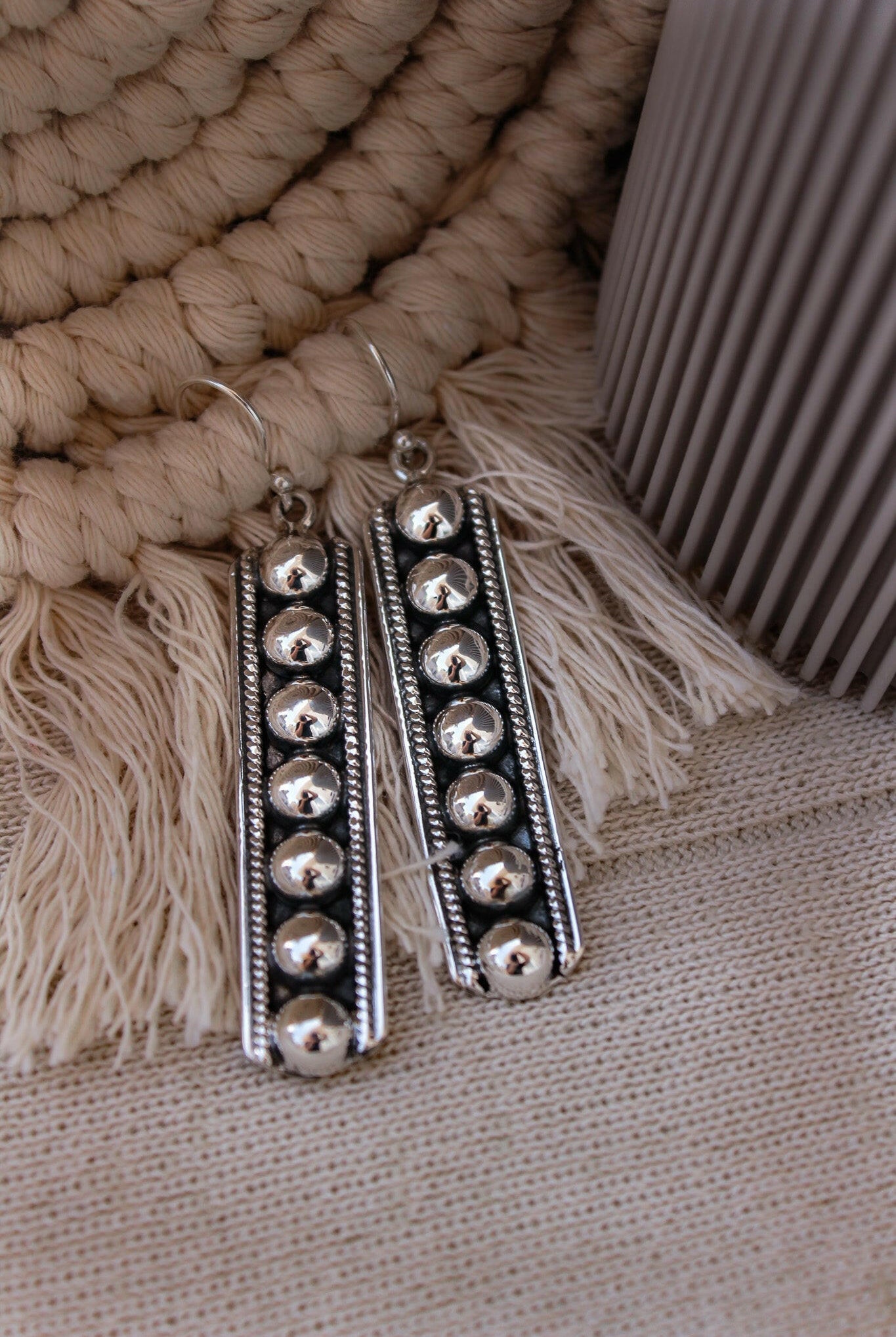 Sterling Studded Bar Earrings | By KKB-Drop Earrings-Krush Kandy, Women's Online Fashion Boutique Located in Phoenix, Arizona (Scottsdale Area)