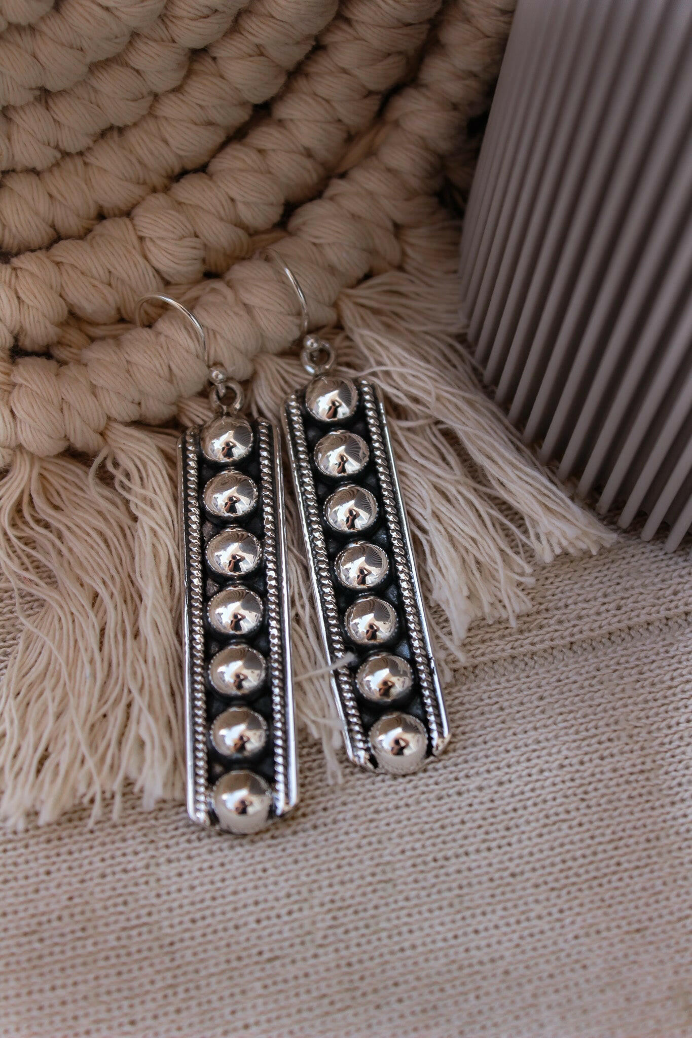 Sterling Studded Bar Earrings | By KKB-Drop Earrings-Krush Kandy, Women's Online Fashion Boutique Located in Phoenix, Arizona (Scottsdale Area)