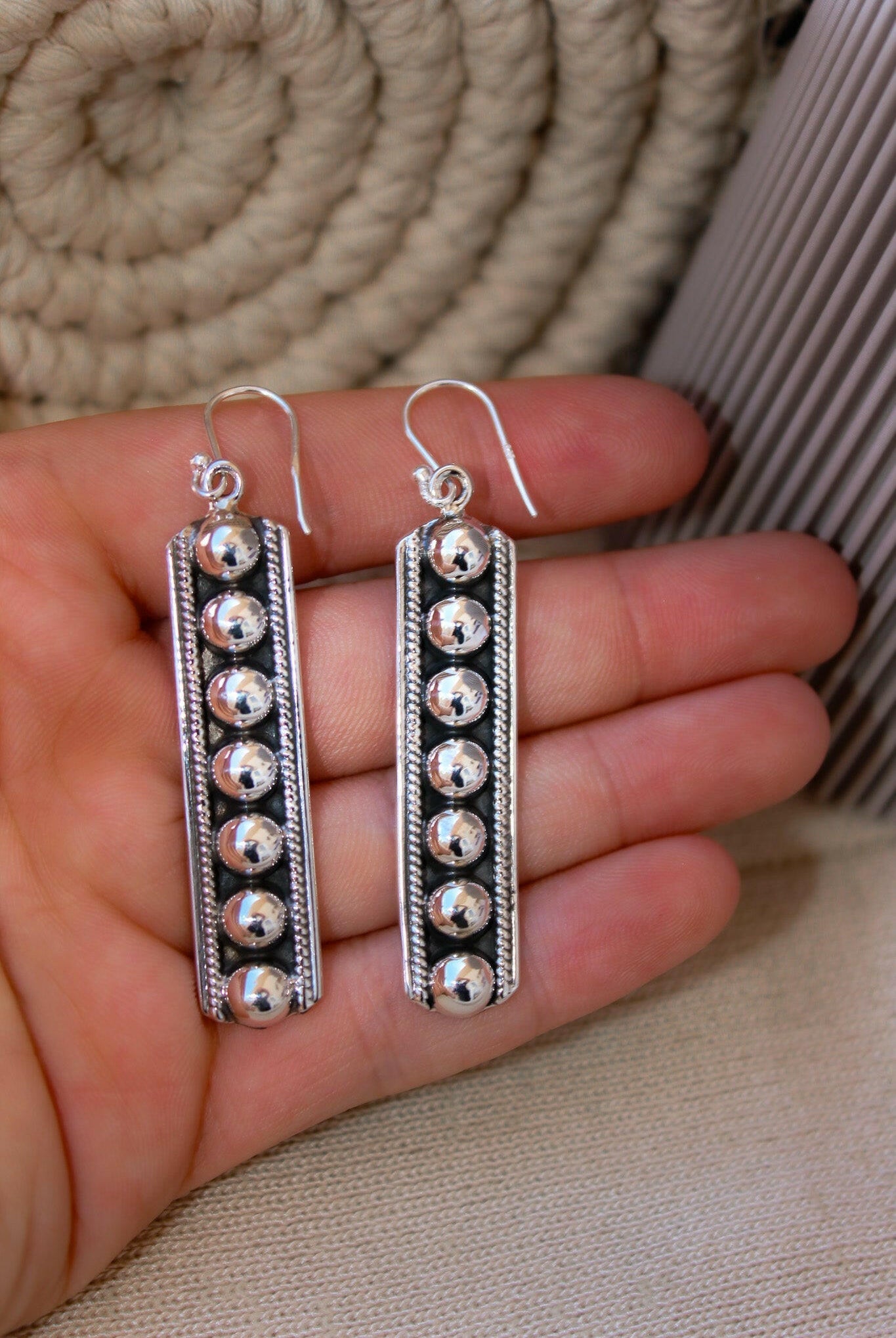 Sterling Studded Bar Earrings | By KKB-Drop Earrings-Krush Kandy, Women's Online Fashion Boutique Located in Phoenix, Arizona (Scottsdale Area)