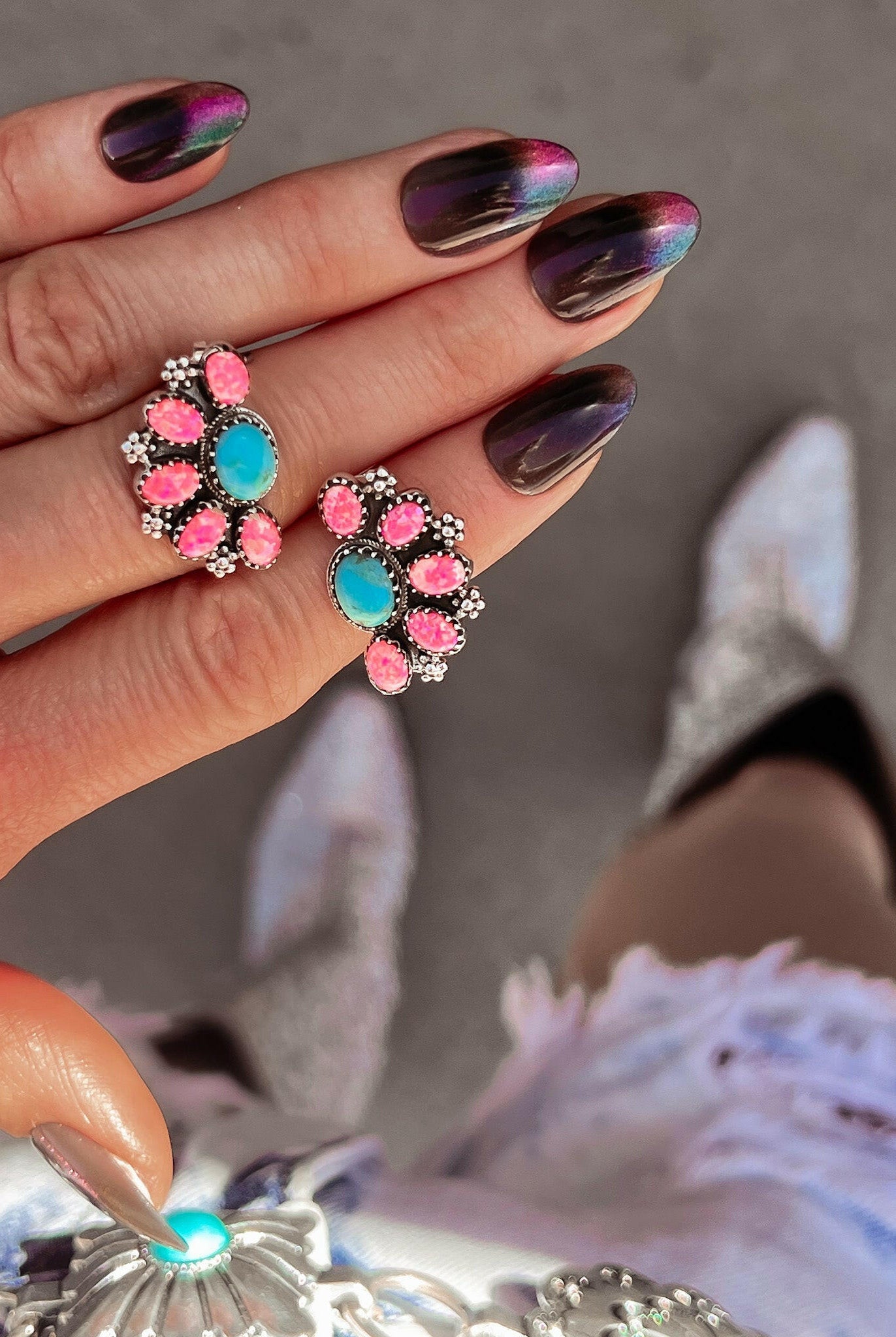Cute Little Half Cluster Blossom Earrings-Stud Earrings-Krush Kandy, Women's Online Fashion Boutique Located in Phoenix, Arizona (Scottsdale Area)