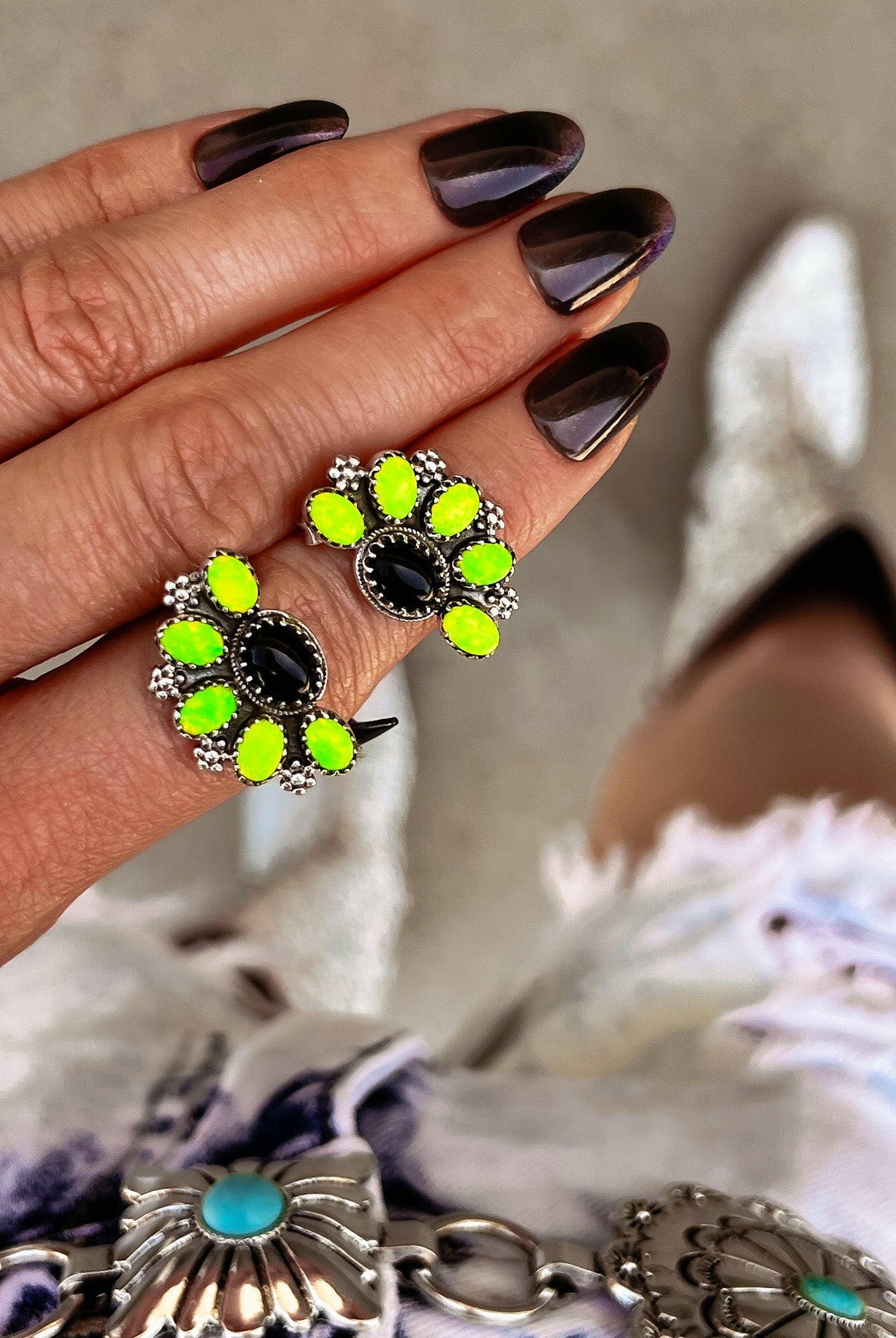 Cute Little Half Cluster Blossom Earrings-Stud Earrings-Krush Kandy, Women's Online Fashion Boutique Located in Phoenix, Arizona (Scottsdale Area)