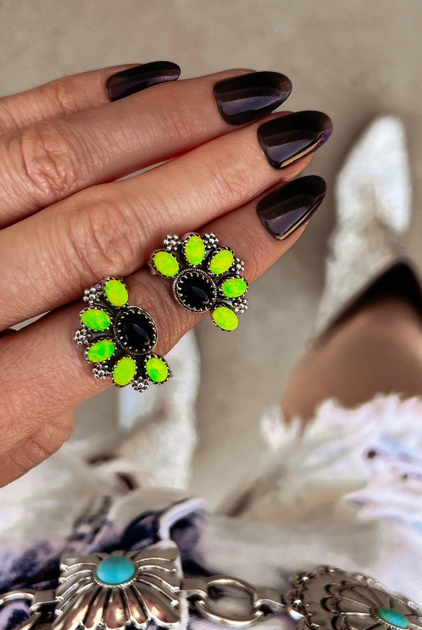 Cute Little Half Cluster Blossom Earrings-Stud Earrings-Krush Kandy, Women's Online Fashion Boutique Located in Phoenix, Arizona (Scottsdale Area)