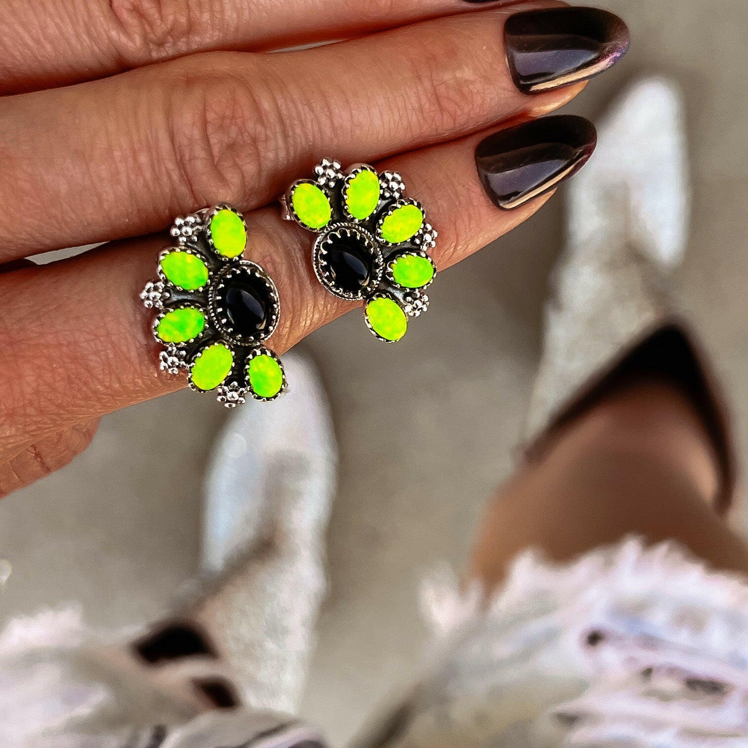 Cute Little Half Cluster Blossom Earrings-Stud Earrings-Krush Kandy, Women's Online Fashion Boutique Located in Phoenix, Arizona (Scottsdale Area)
