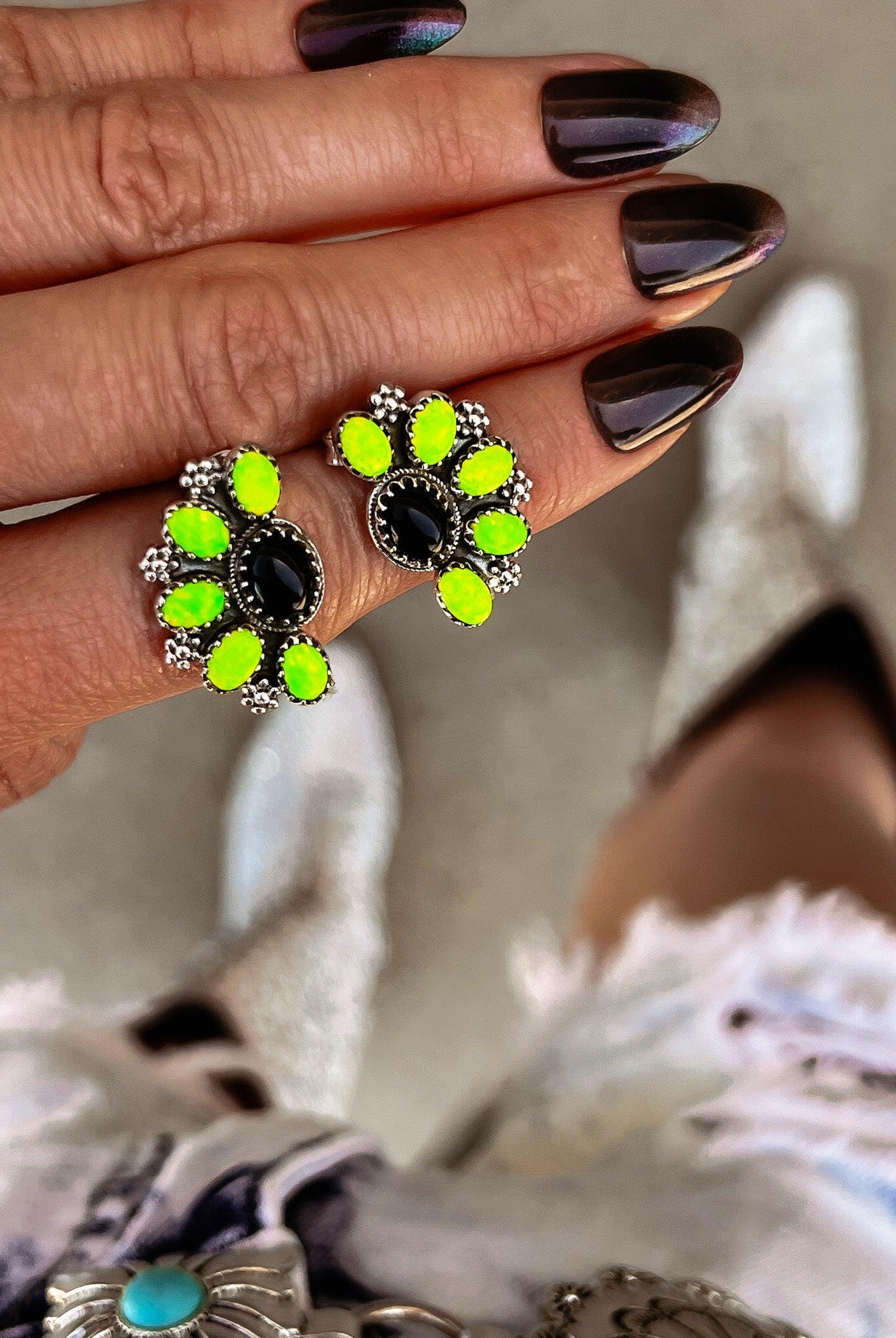 Cute Little Half Cluster Blossom Earrings-Stud Earrings-Krush Kandy, Women's Online Fashion Boutique Located in Phoenix, Arizona (Scottsdale Area)