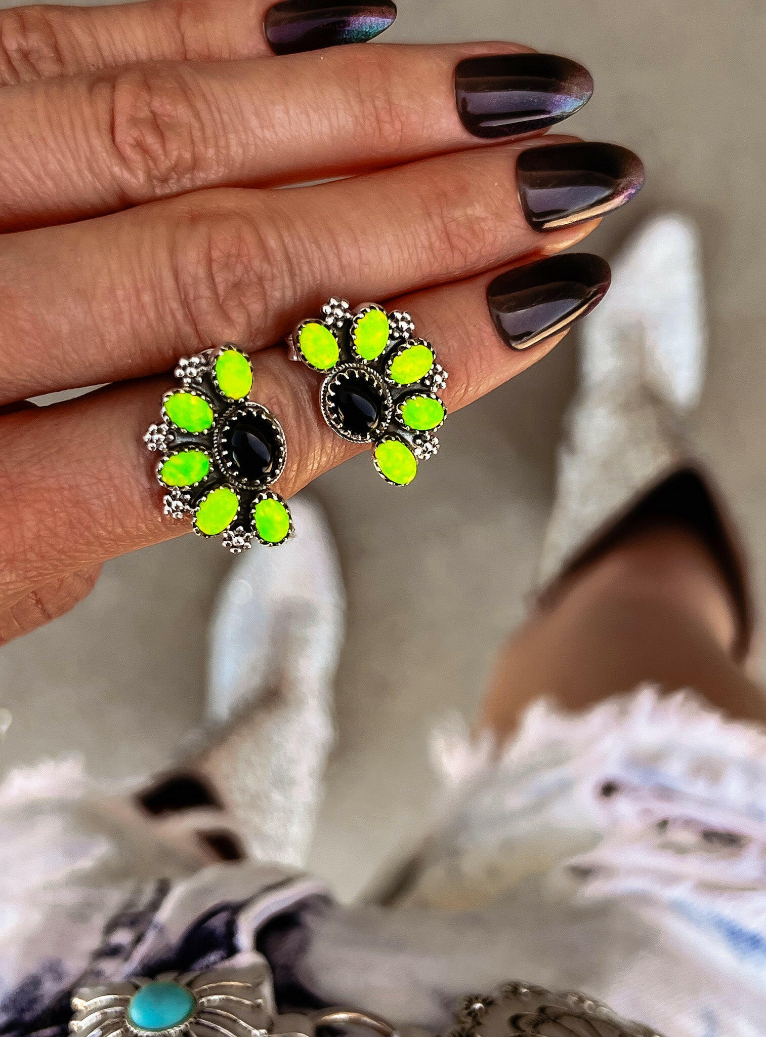 Cute Little Half Cluster Blossom Earrings-Stud Earrings-Krush Kandy, Women's Online Fashion Boutique Located in Phoenix, Arizona (Scottsdale Area)