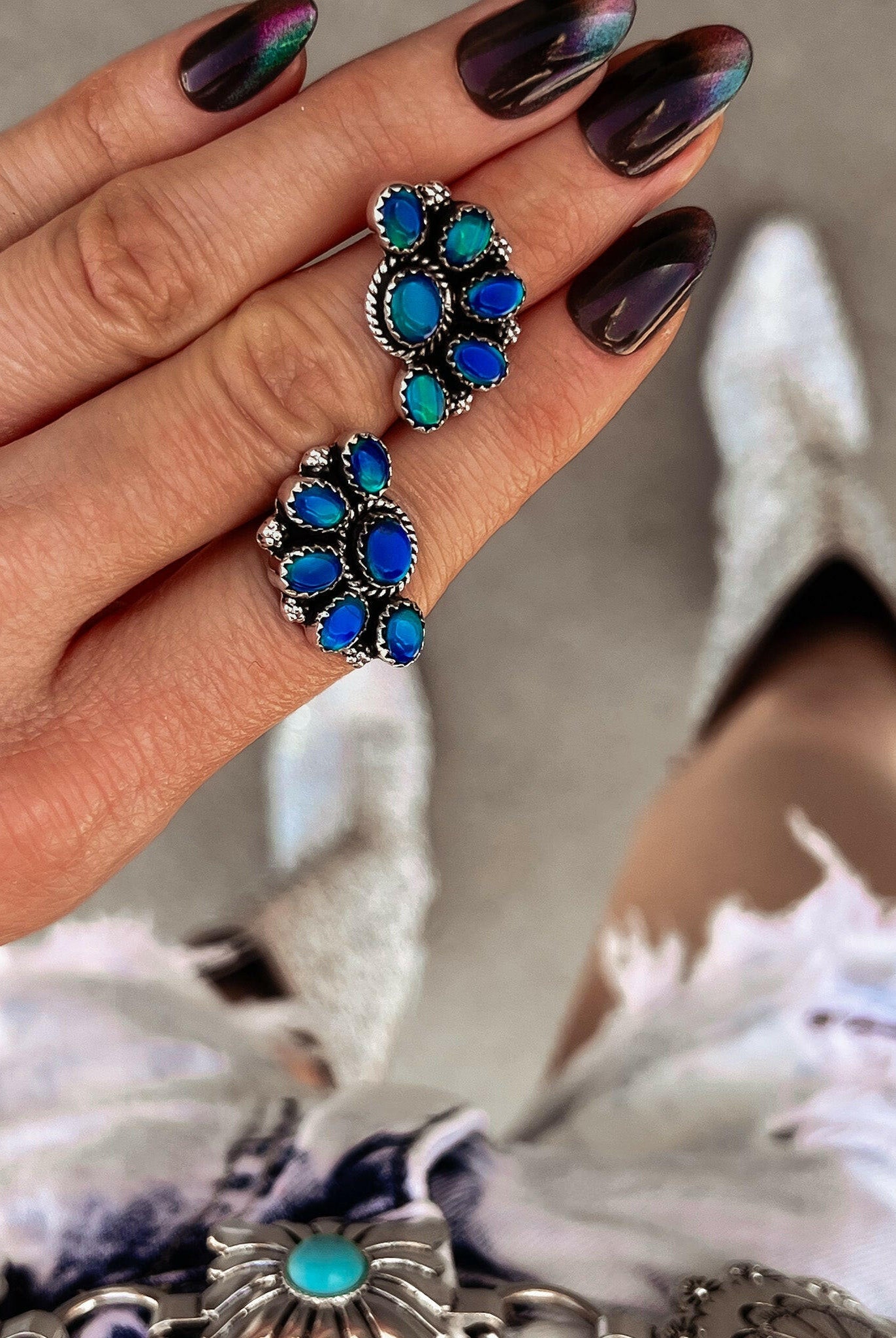 Cute Little Half Cluster Blossom Earrings-Stud Earrings-Krush Kandy, Women's Online Fashion Boutique Located in Phoenix, Arizona (Scottsdale Area)