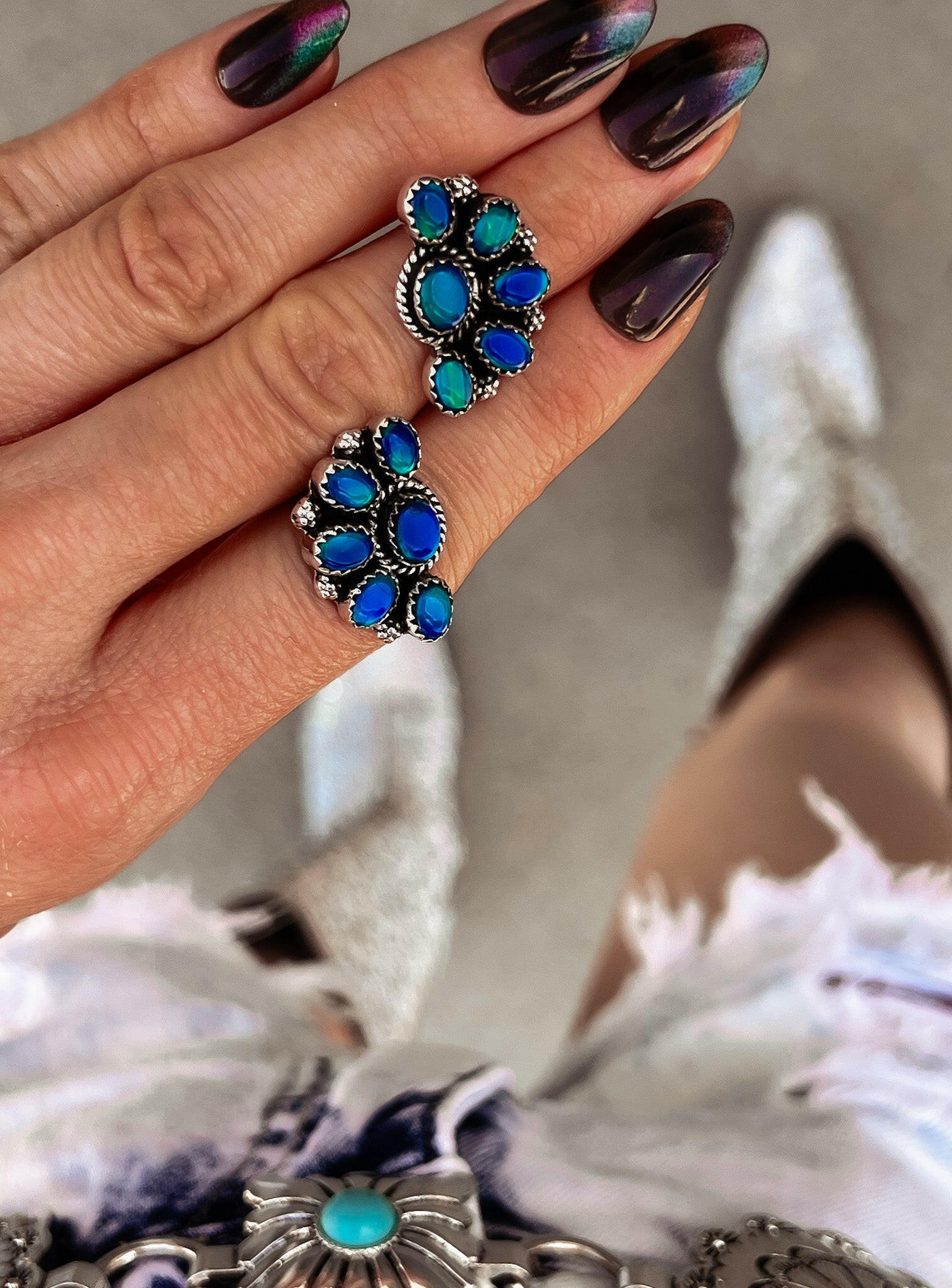 Cute Little Half Cluster Blossom Earrings-Stud Earrings-Krush Kandy, Women's Online Fashion Boutique Located in Phoenix, Arizona (Scottsdale Area)