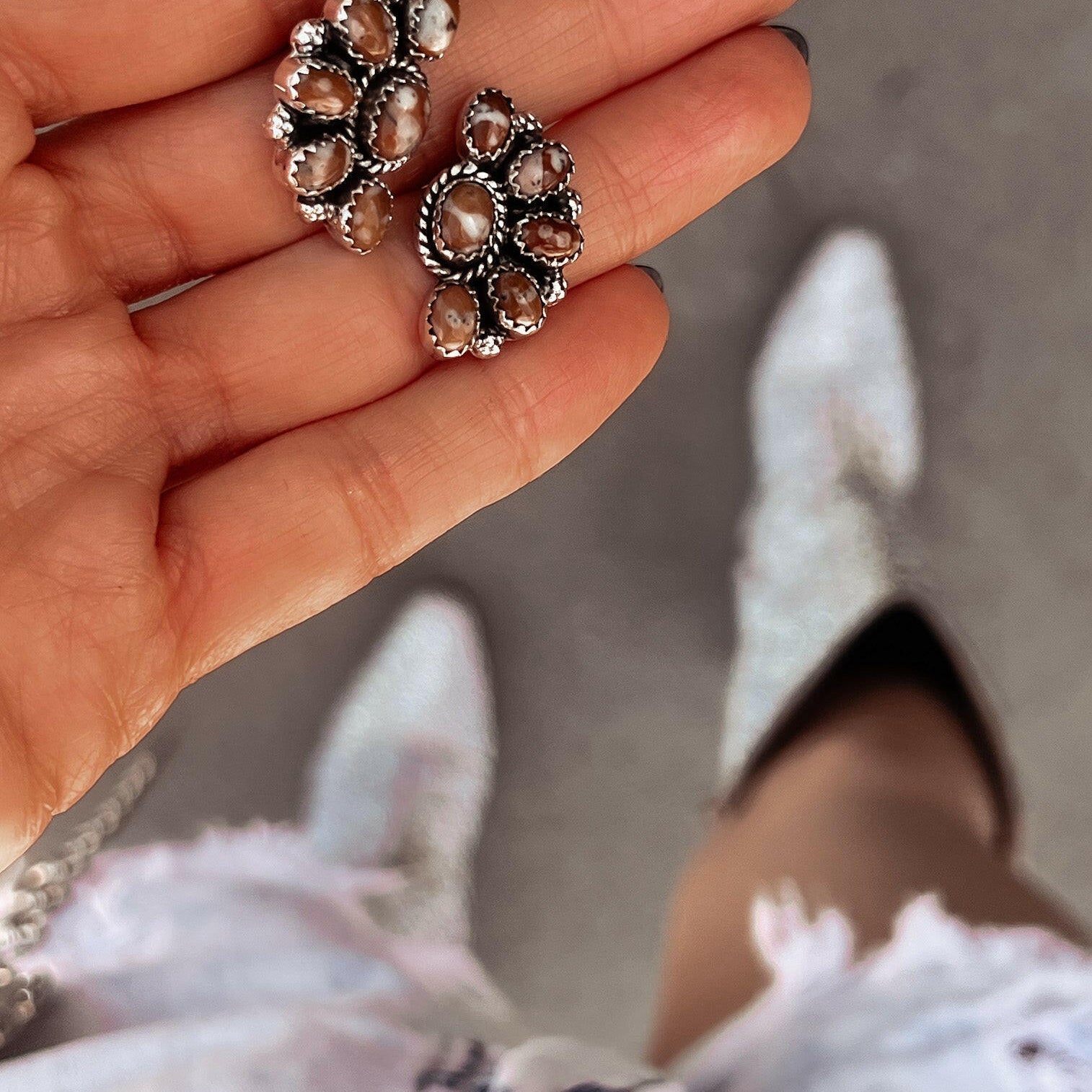 Cute Little Half Cluster Blossom Earrings-Stud Earrings-Krush Kandy, Women's Online Fashion Boutique Located in Phoenix, Arizona (Scottsdale Area)