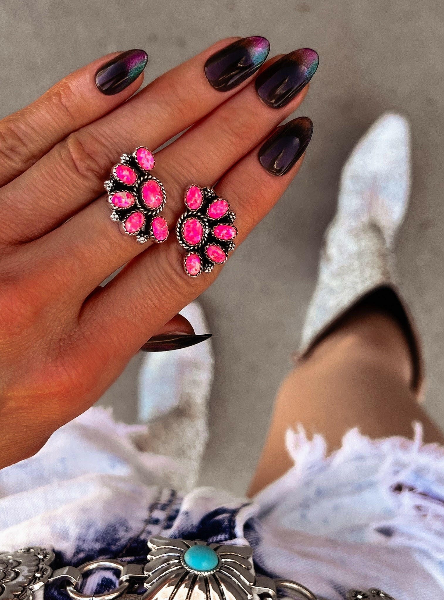 Cute Little Half Cluster Blossom Earrings-Stud Earrings-Krush Kandy, Women's Online Fashion Boutique Located in Phoenix, Arizona (Scottsdale Area)