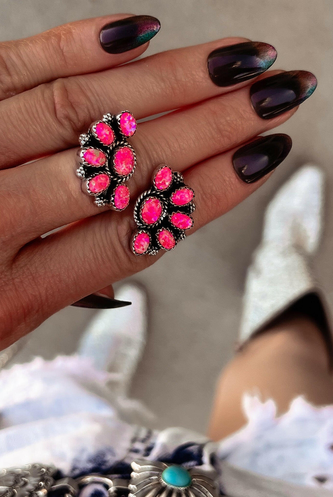 Cute Little Half Cluster Blossom Earrings-Stud Earrings-Krush Kandy, Women's Online Fashion Boutique Located in Phoenix, Arizona (Scottsdale Area)