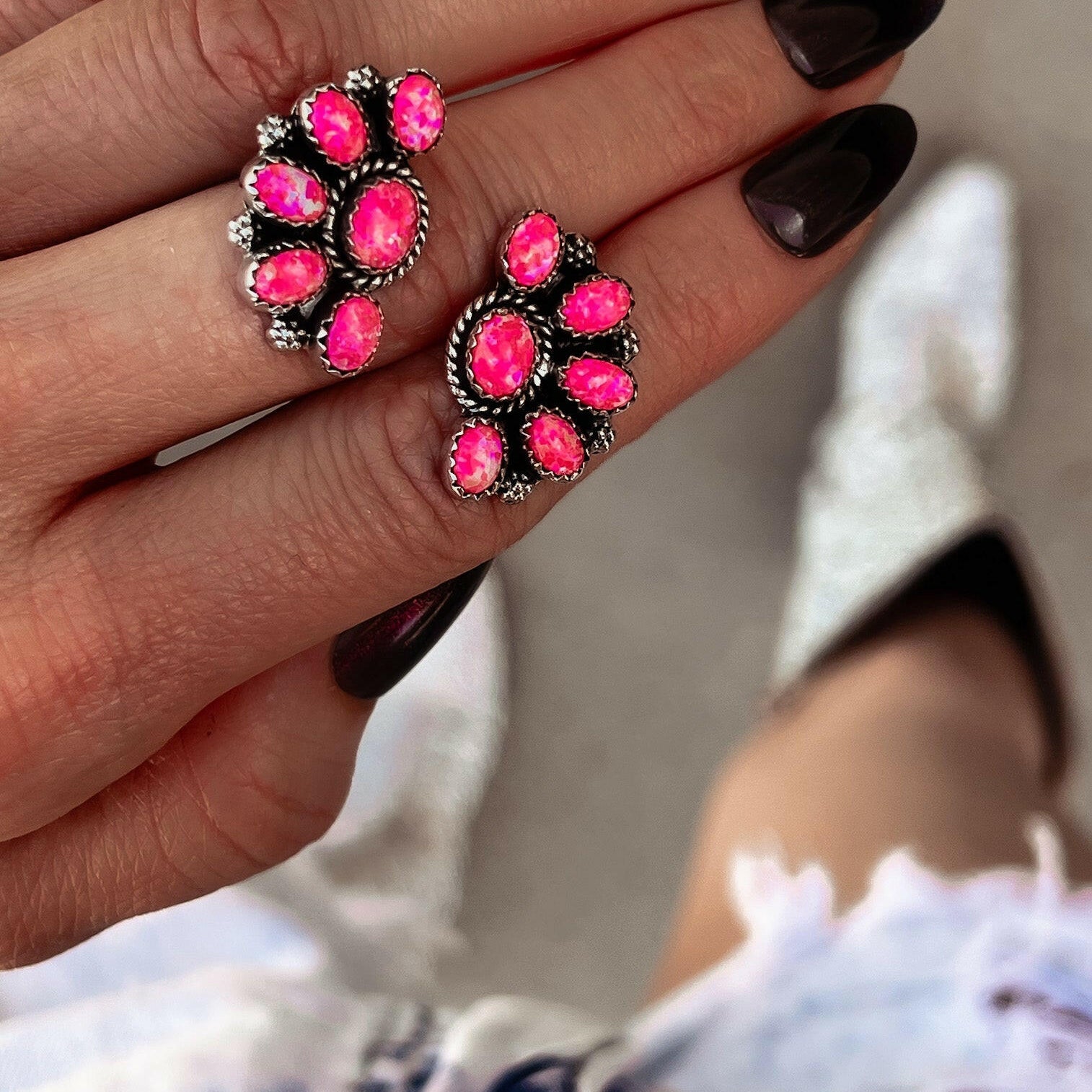 Cute Little Half Cluster Blossom Earrings-Stud Earrings-Krush Kandy, Women's Online Fashion Boutique Located in Phoenix, Arizona (Scottsdale Area)