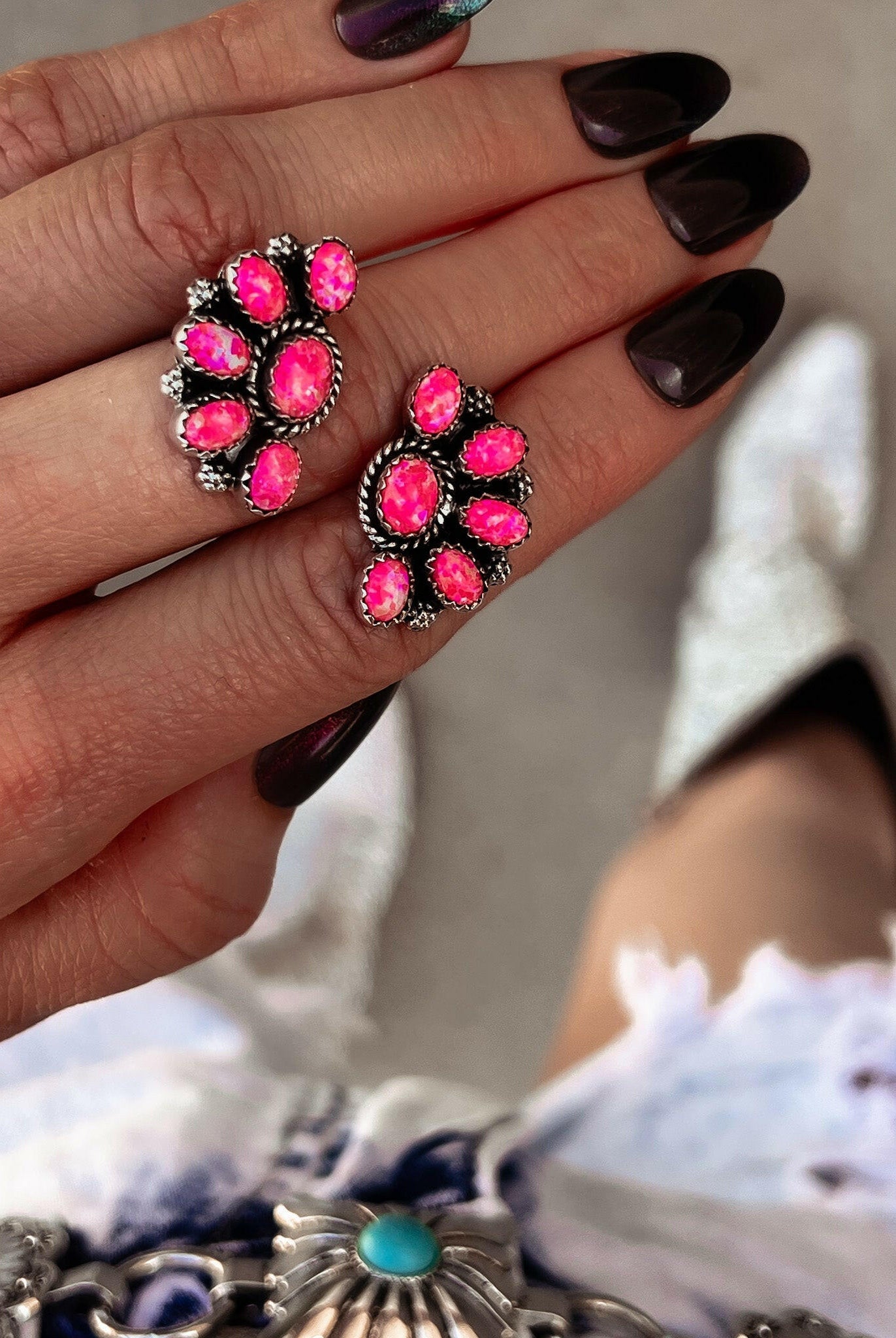 Cute Little Half Cluster Blossom Earrings-Stud Earrings-Krush Kandy, Women's Online Fashion Boutique Located in Phoenix, Arizona (Scottsdale Area)
