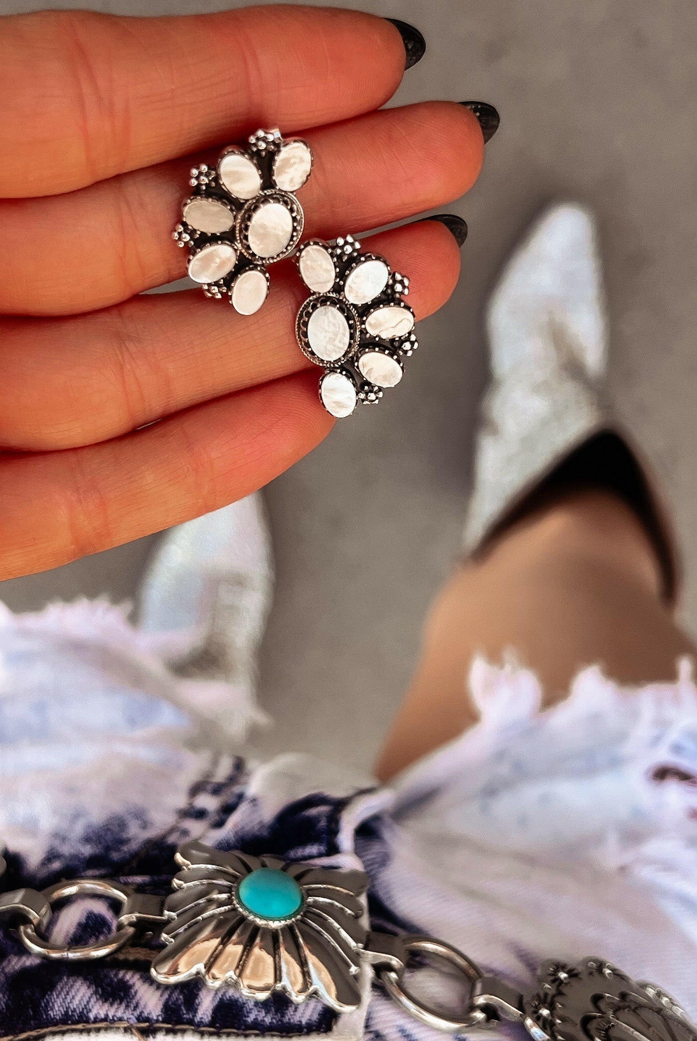 Cute Little Half Cluster Blossom Earrings-Stud Earrings-Krush Kandy, Women's Online Fashion Boutique Located in Phoenix, Arizona (Scottsdale Area)