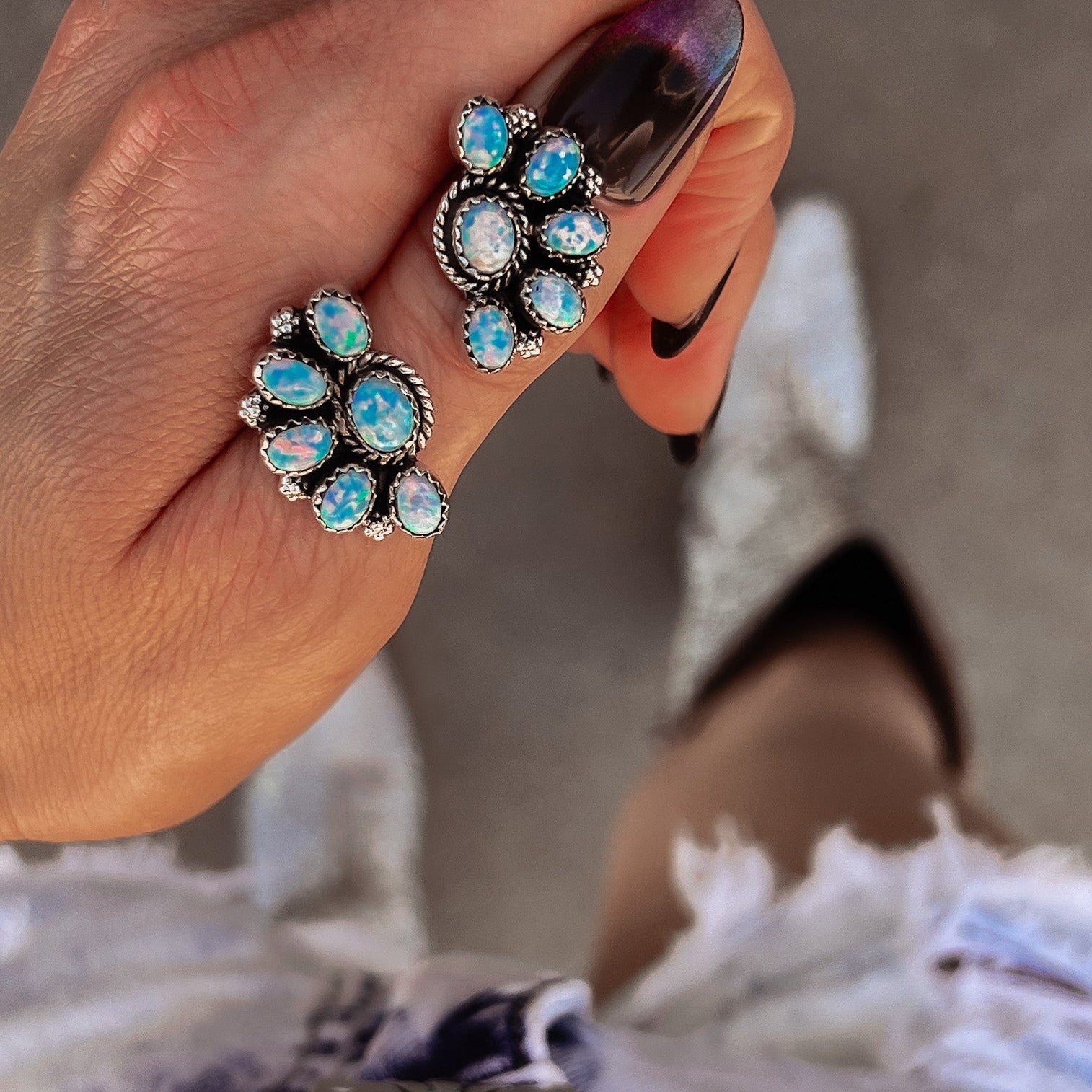 Cute Little Half Cluster Blossom Earrings-Stud Earrings-Krush Kandy, Women's Online Fashion Boutique Located in Phoenix, Arizona (Scottsdale Area)