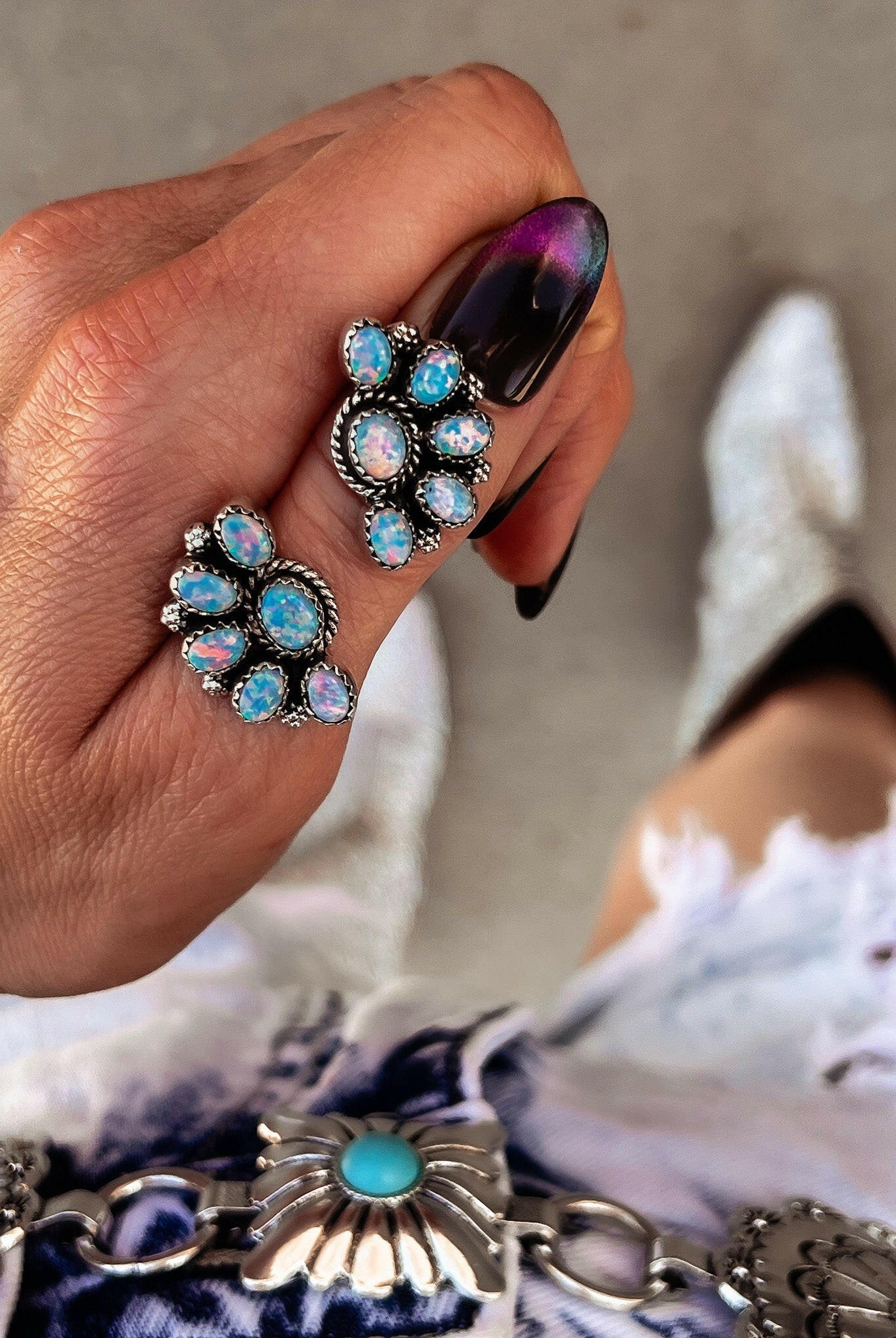 Cute Little Half Cluster Blossom Earrings-Stud Earrings-Krush Kandy, Women's Online Fashion Boutique Located in Phoenix, Arizona (Scottsdale Area)