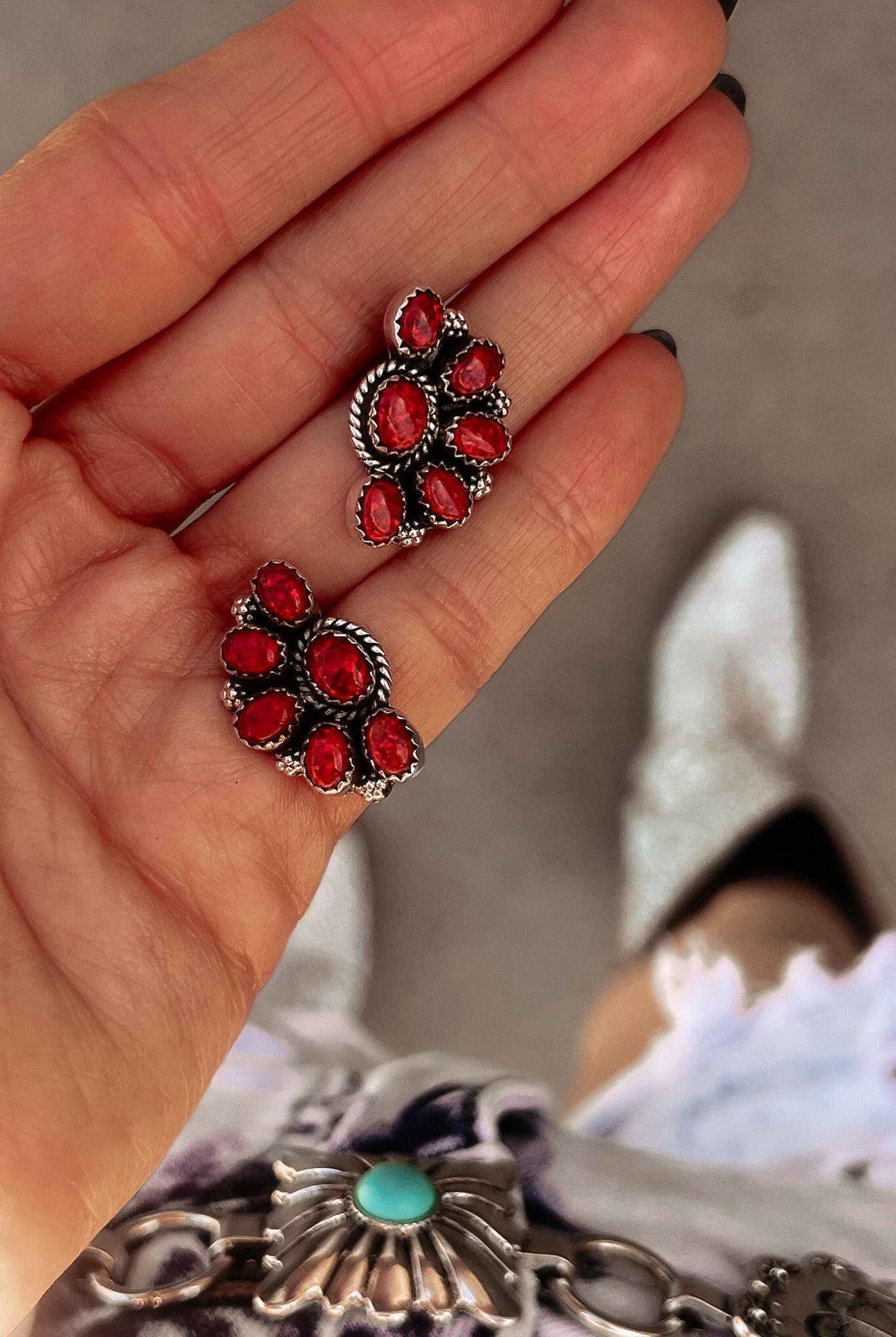 Cute Little Half Cluster Blossom Earrings-Stud Earrings-Krush Kandy, Women's Online Fashion Boutique Located in Phoenix, Arizona (Scottsdale Area)