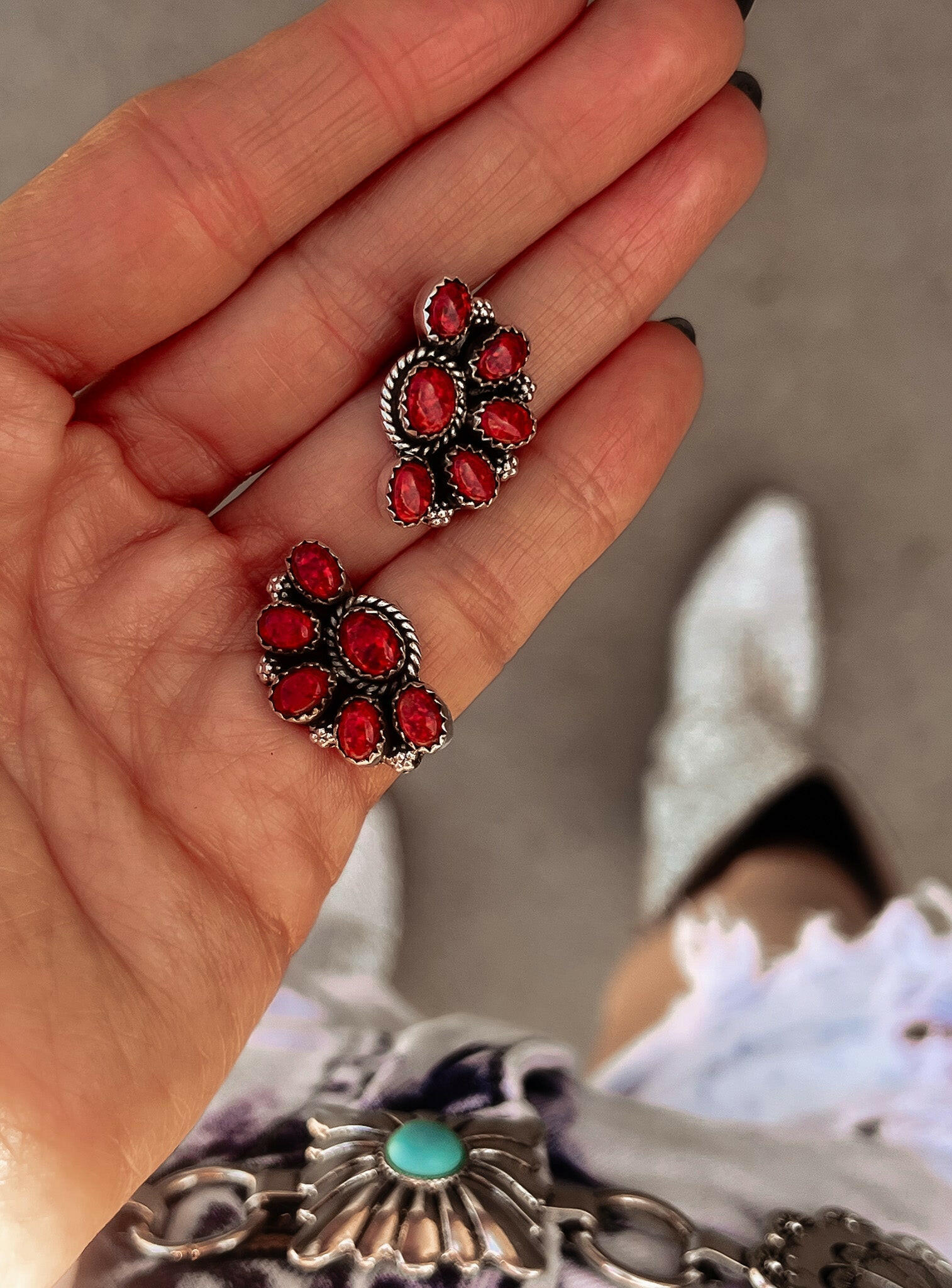 Cute Little Half Cluster Blossom Earrings-Stud Earrings-Krush Kandy, Women's Online Fashion Boutique Located in Phoenix, Arizona (Scottsdale Area)