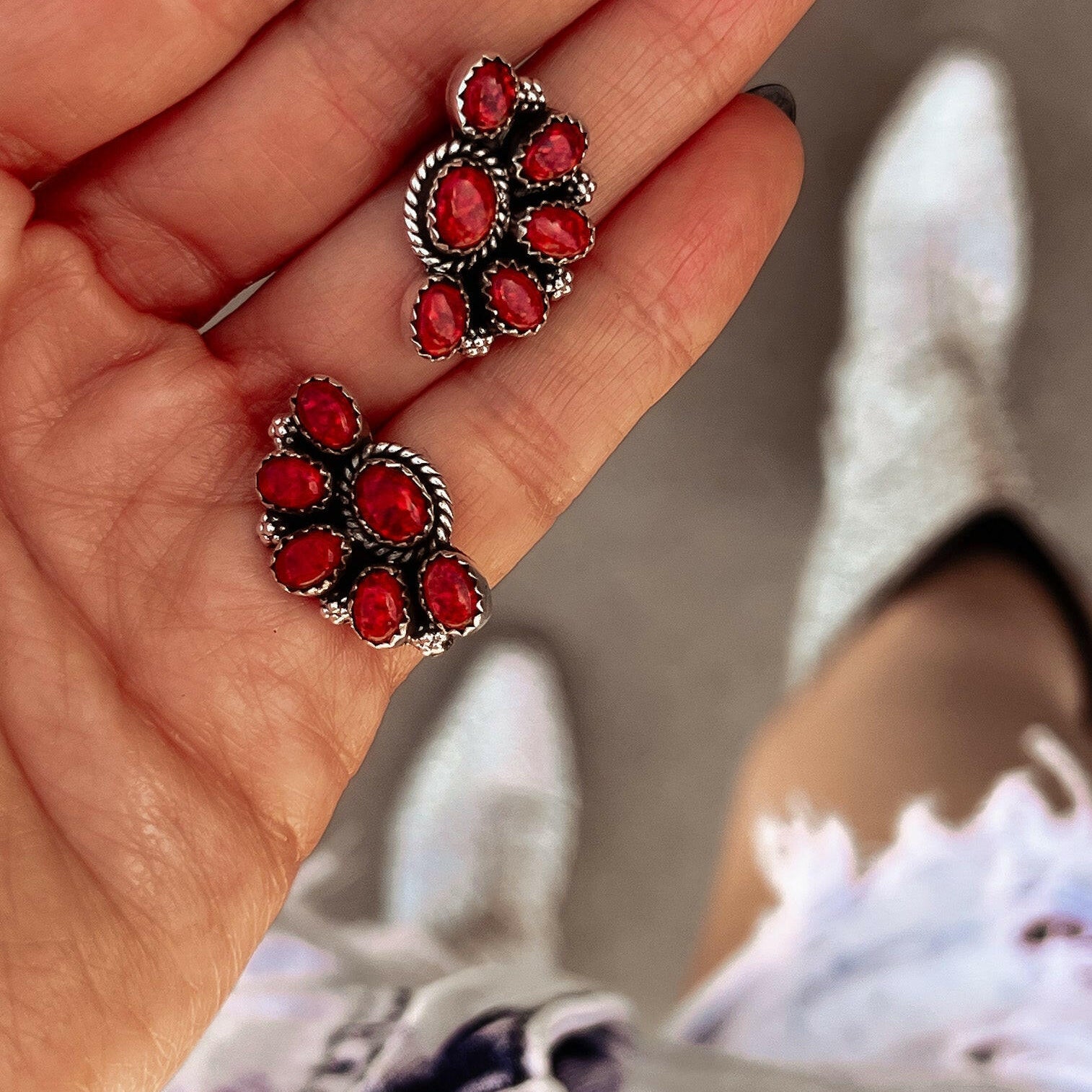 Cute Little Half Cluster Blossom Earrings-Stud Earrings-Krush Kandy, Women's Online Fashion Boutique Located in Phoenix, Arizona (Scottsdale Area)