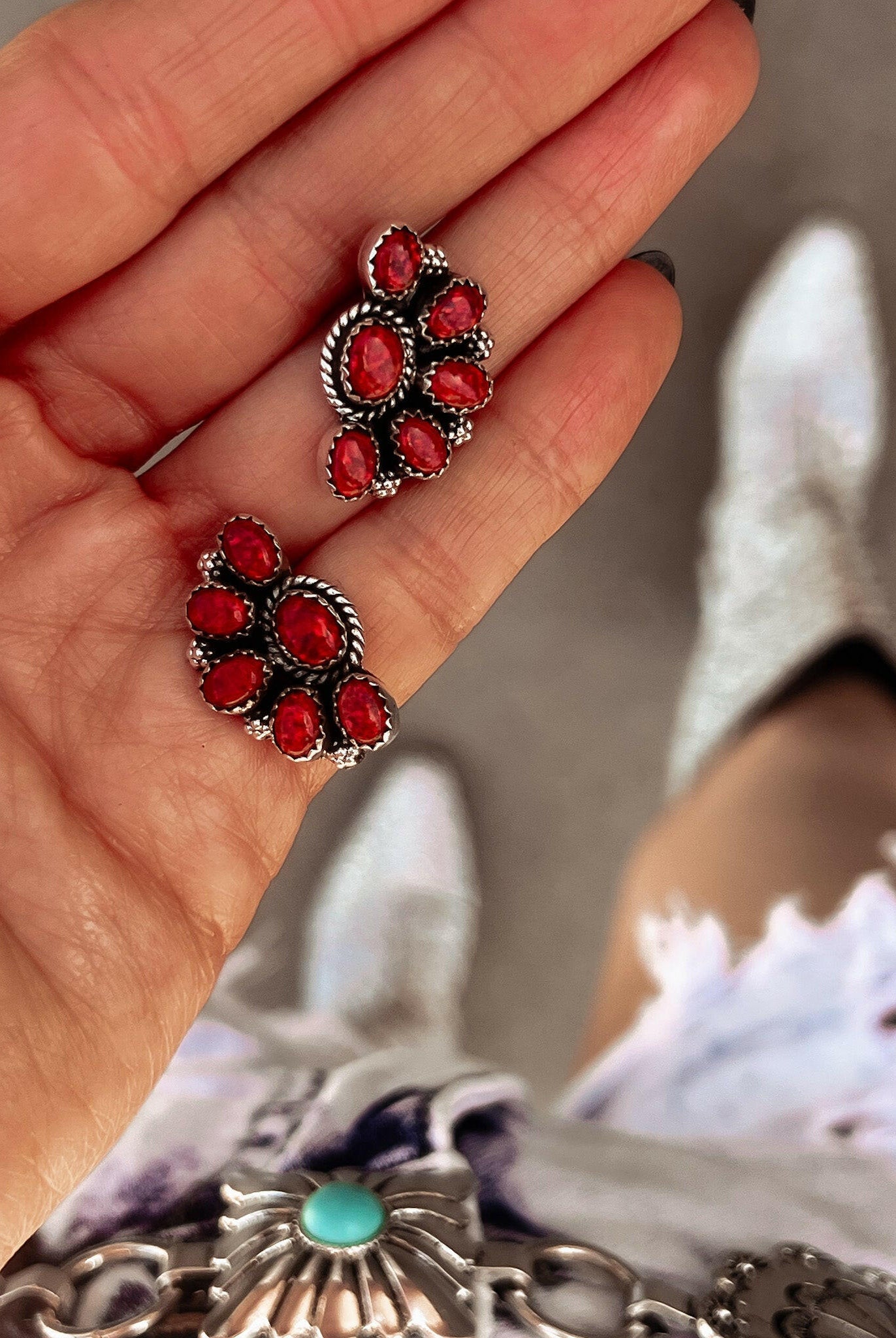 Cute Little Half Cluster Blossom Earrings-Stud Earrings-Krush Kandy, Women's Online Fashion Boutique Located in Phoenix, Arizona (Scottsdale Area)
