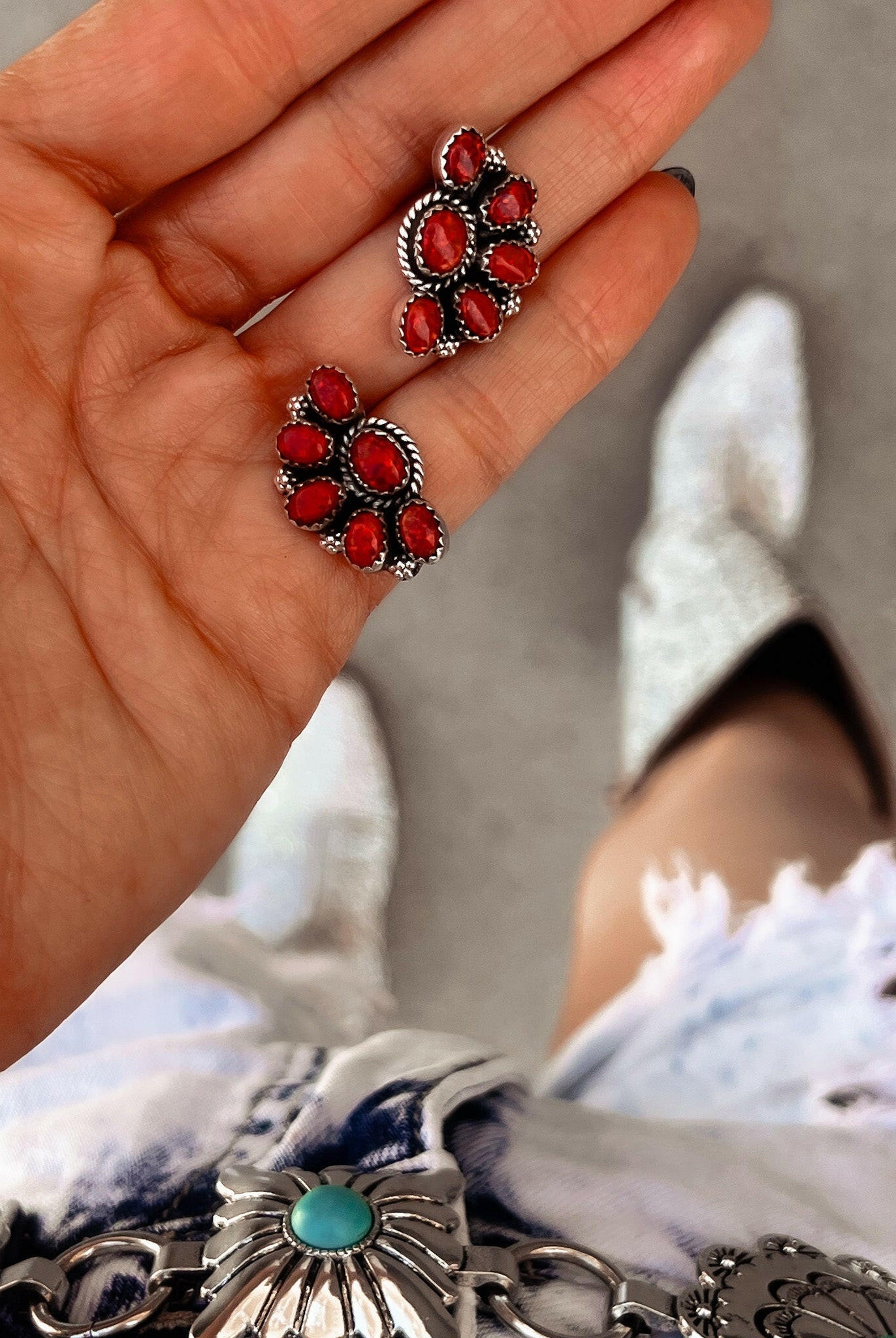 Cute Little Half Cluster Blossom Earrings-Stud Earrings-Krush Kandy, Women's Online Fashion Boutique Located in Phoenix, Arizona (Scottsdale Area)