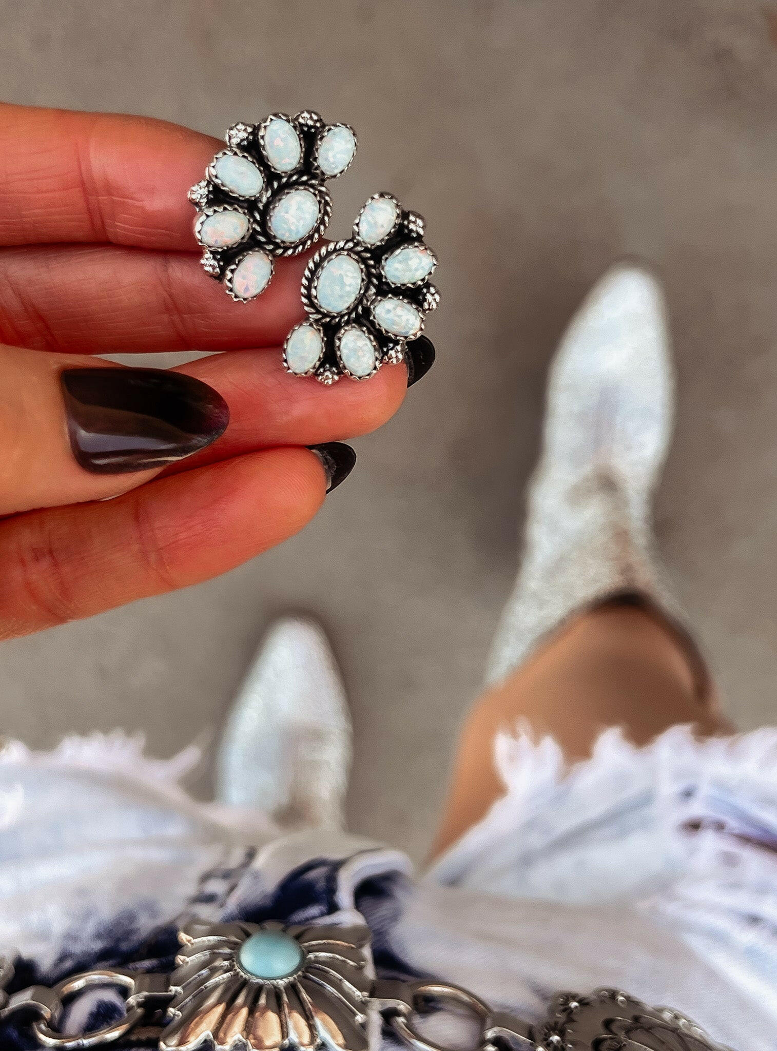 Cute Little Half Cluster Blossom Earrings-Stud Earrings-Krush Kandy, Women's Online Fashion Boutique Located in Phoenix, Arizona (Scottsdale Area)