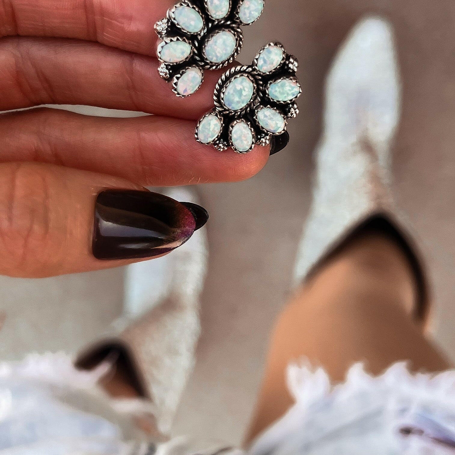 Cute Little Half Cluster Blossom Earrings-Stud Earrings-Krush Kandy, Women's Online Fashion Boutique Located in Phoenix, Arizona (Scottsdale Area)