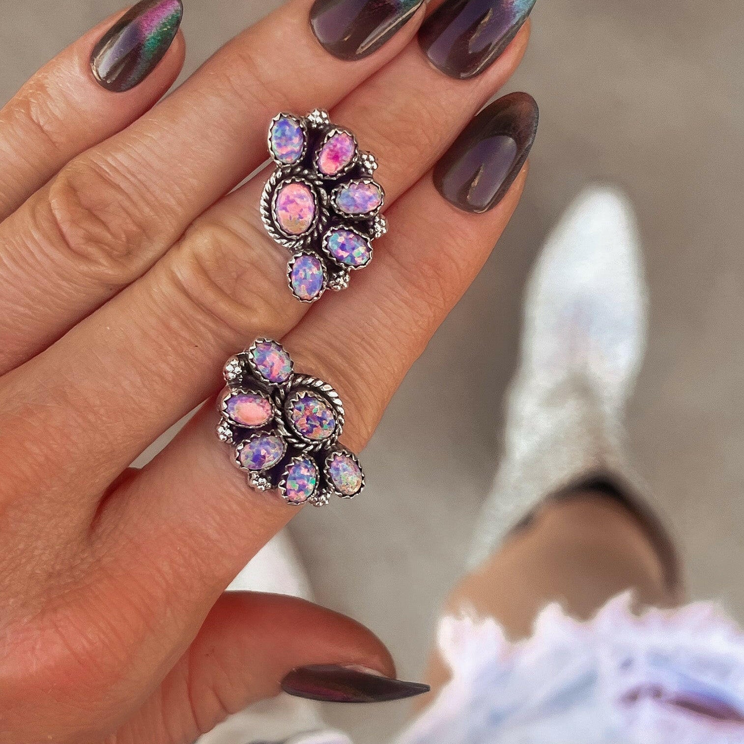 Cute Little Half Cluster Blossom Earrings-Stud Earrings-Krush Kandy, Women's Online Fashion Boutique Located in Phoenix, Arizona (Scottsdale Area)