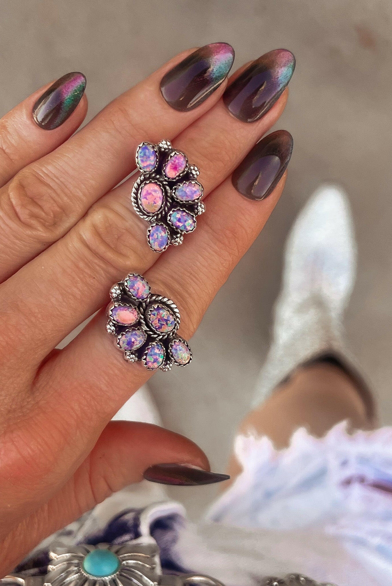 Cute Little Half Cluster Blossom Earrings-Stud Earrings-Krush Kandy, Women's Online Fashion Boutique Located in Phoenix, Arizona (Scottsdale Area)