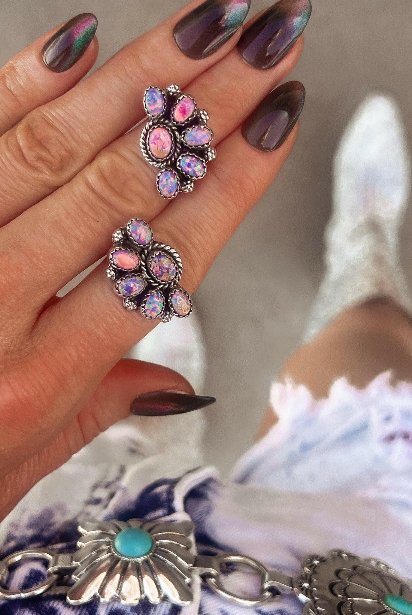Cute Little Half Cluster Blossom Earrings-Stud Earrings-Krush Kandy, Women's Online Fashion Boutique Located in Phoenix, Arizona (Scottsdale Area)