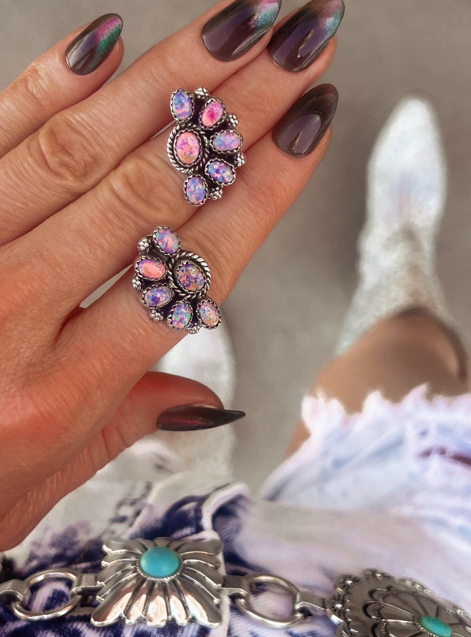 Cute Little Half Cluster Blossom Earrings-Stud Earrings-Krush Kandy, Women's Online Fashion Boutique Located in Phoenix, Arizona (Scottsdale Area)