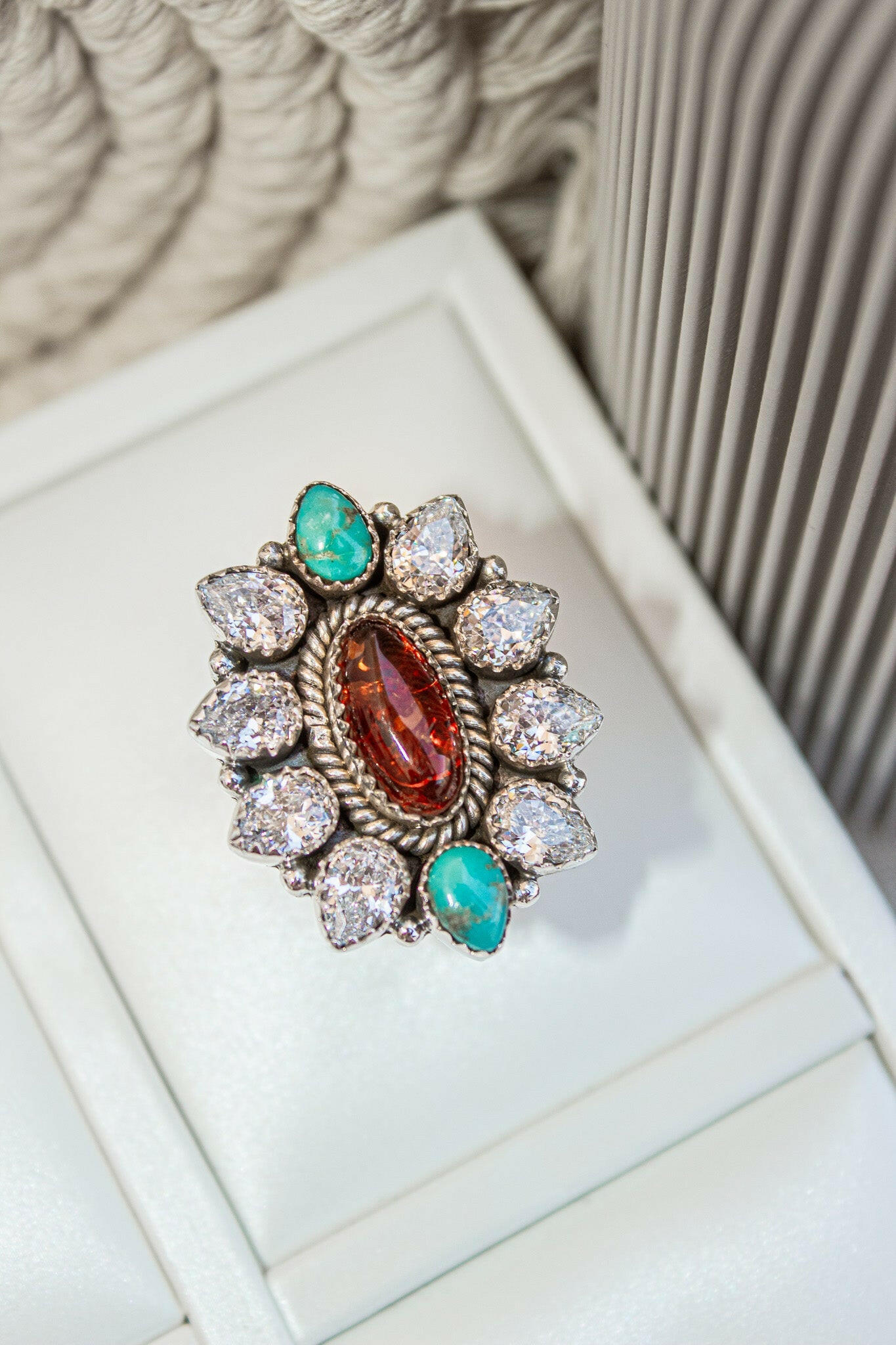 Ambers Turquoise & Crystal Stone Cluster Ring-Cluster Rings-Krush Kandy, Women's Online Fashion Boutique Located in Phoenix, Arizona (Scottsdale Area)