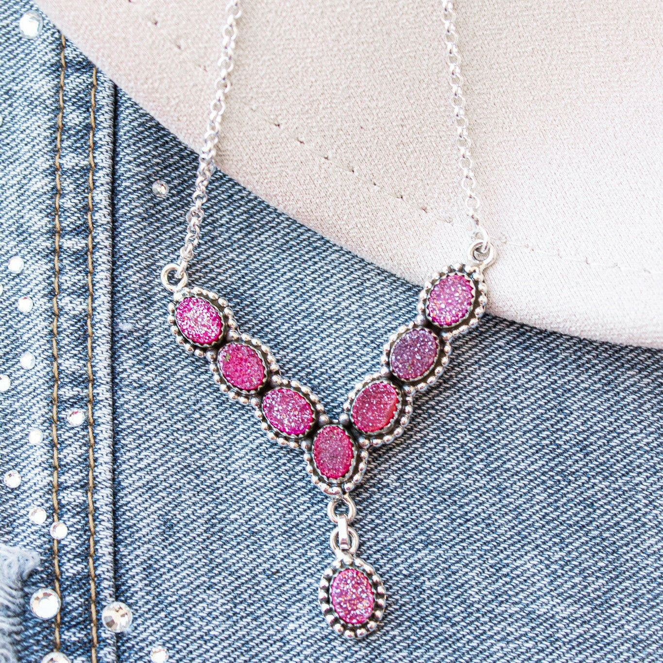 Lariat Druzy Stone Necklace-Lariat and Y Necklaces-Krush Kandy, Women's Online Fashion Boutique Located in Phoenix, Arizona (Scottsdale Area)