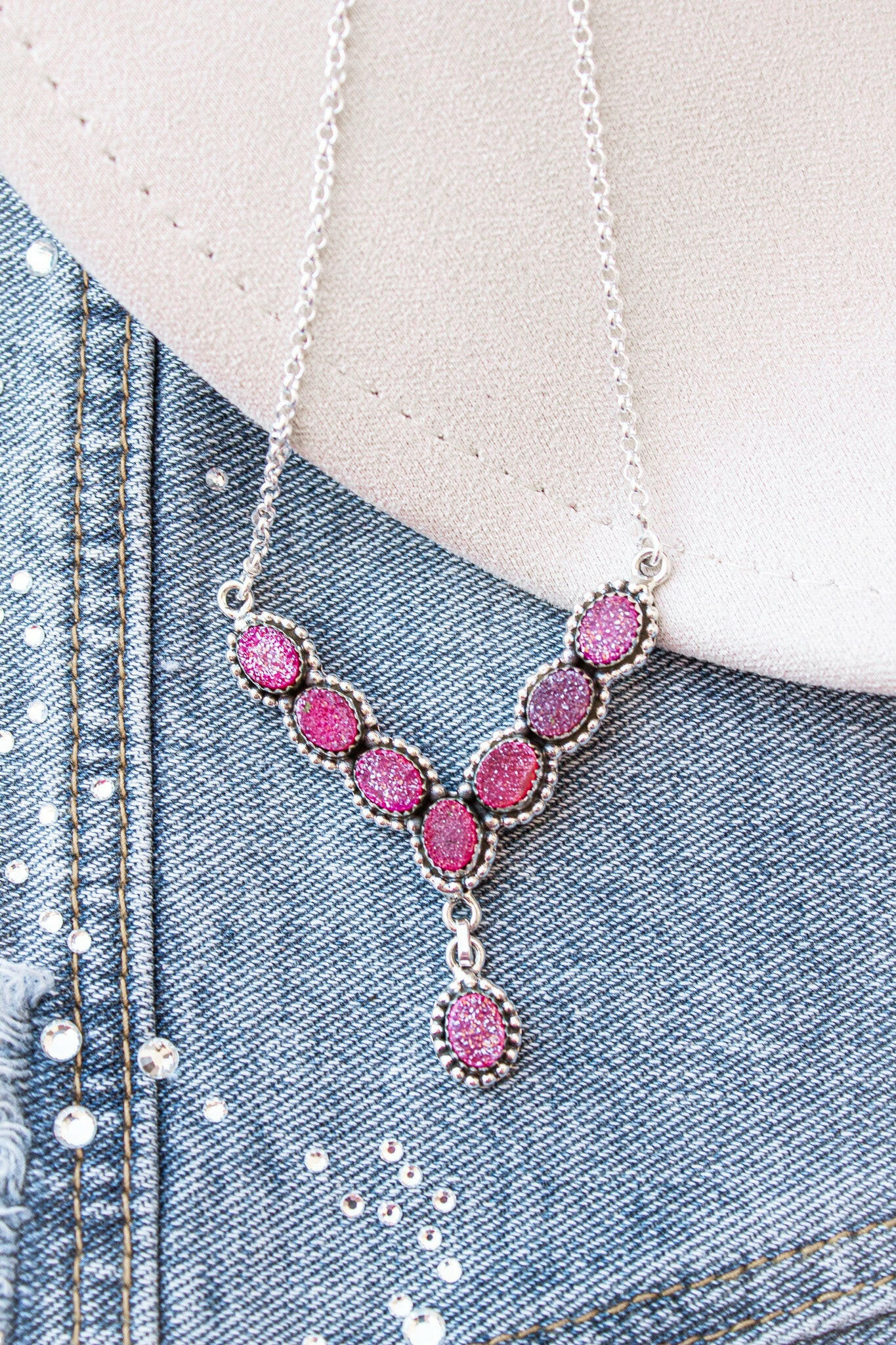 Lariat Druzy Stone Necklace-Lariat and Y Necklaces-Krush Kandy, Women's Online Fashion Boutique Located in Phoenix, Arizona (Scottsdale Area)