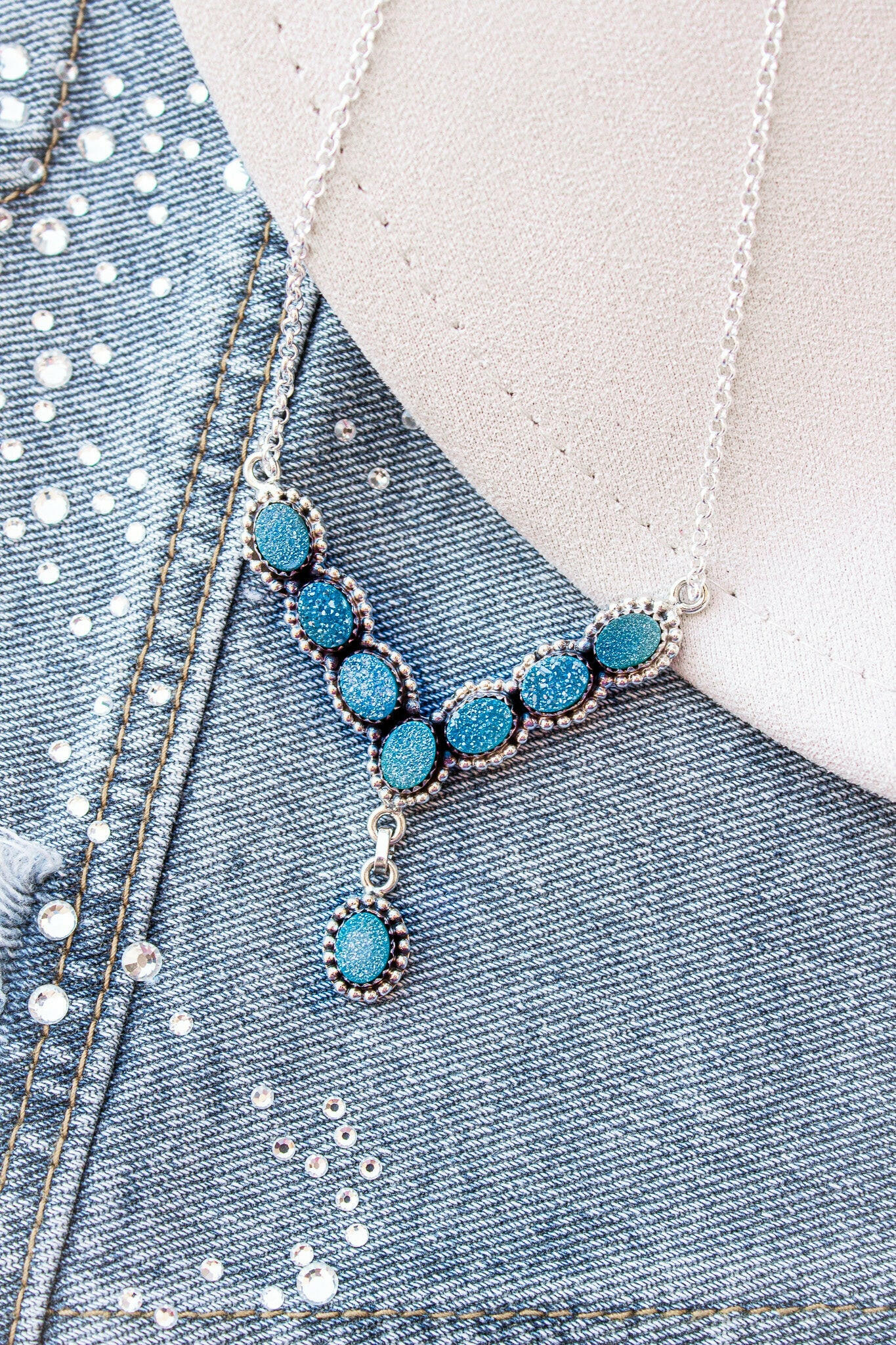 Lariat Druzy Stone Necklace-Lariat and Y Necklaces-Krush Kandy, Women's Online Fashion Boutique Located in Phoenix, Arizona (Scottsdale Area)