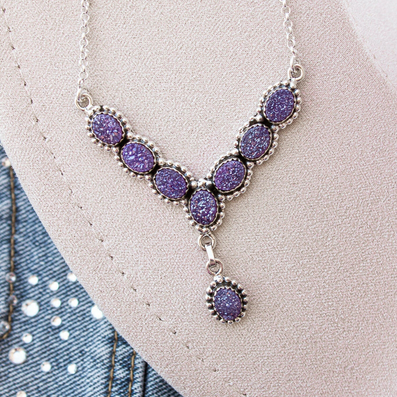 Lariat Druzy Stone Necklace-Lariat and Y Necklaces-Krush Kandy, Women's Online Fashion Boutique Located in Phoenix, Arizona (Scottsdale Area)